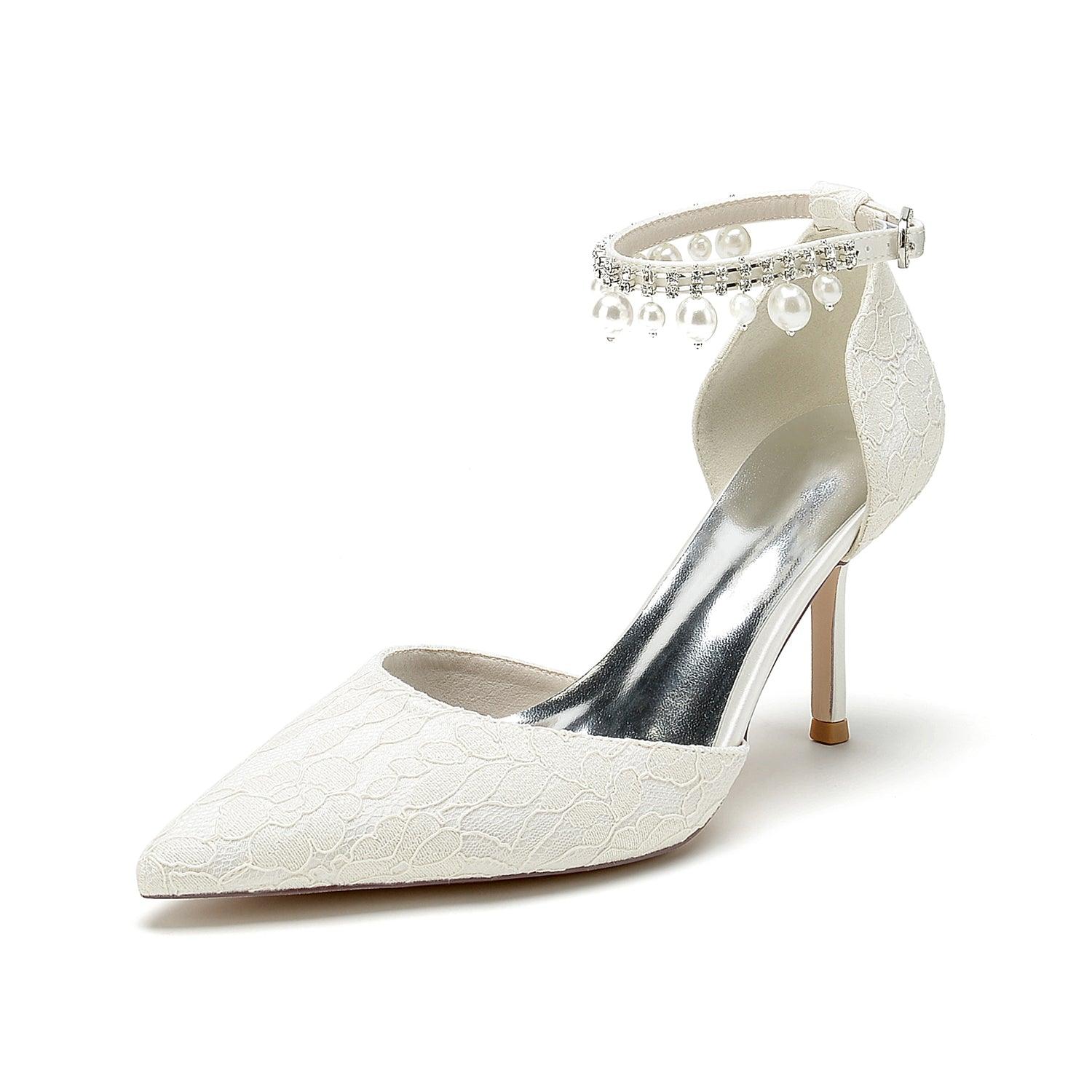 Stiletto Heel 8.5cm Silk-Like Lace Shoes CK0378 - COCOMELODY