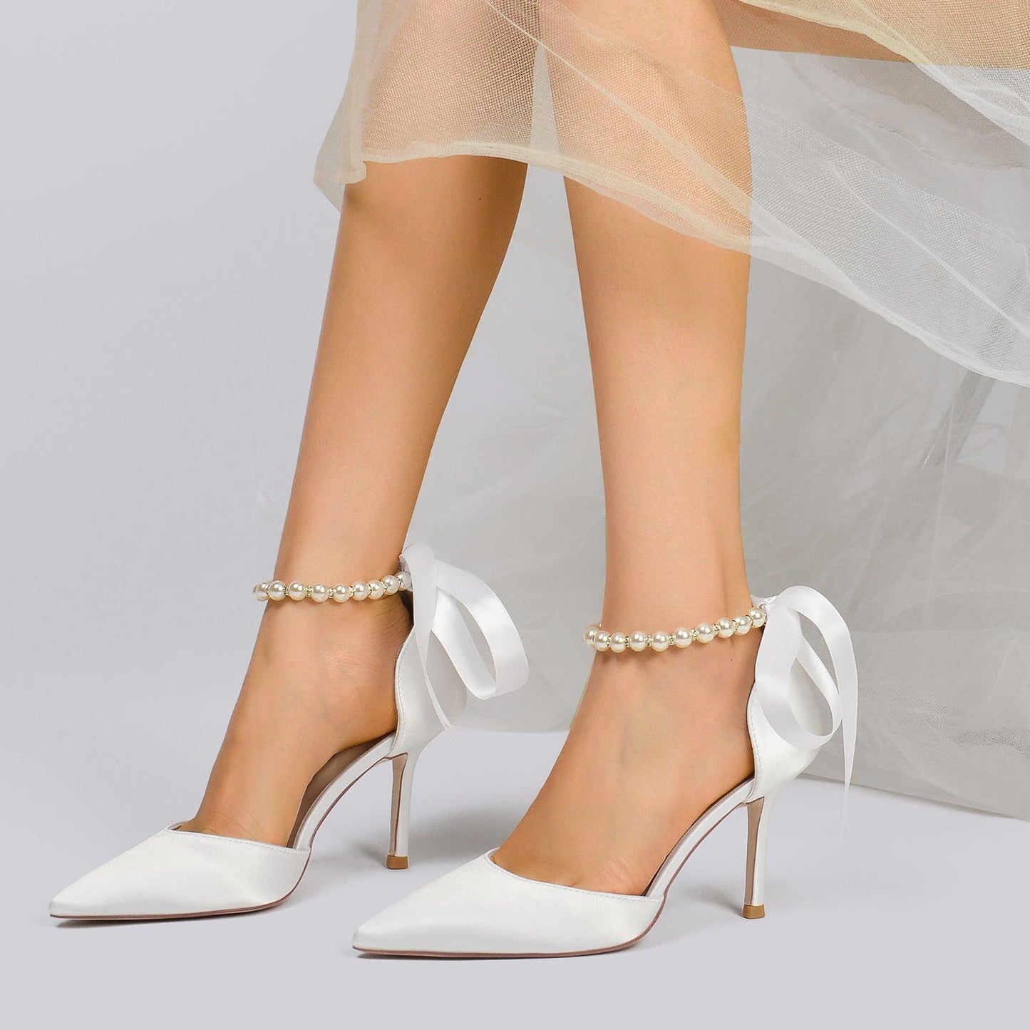 Stiletto Heel 8.5cm Silk-Like Shoes CK0380 - COCOMELODY