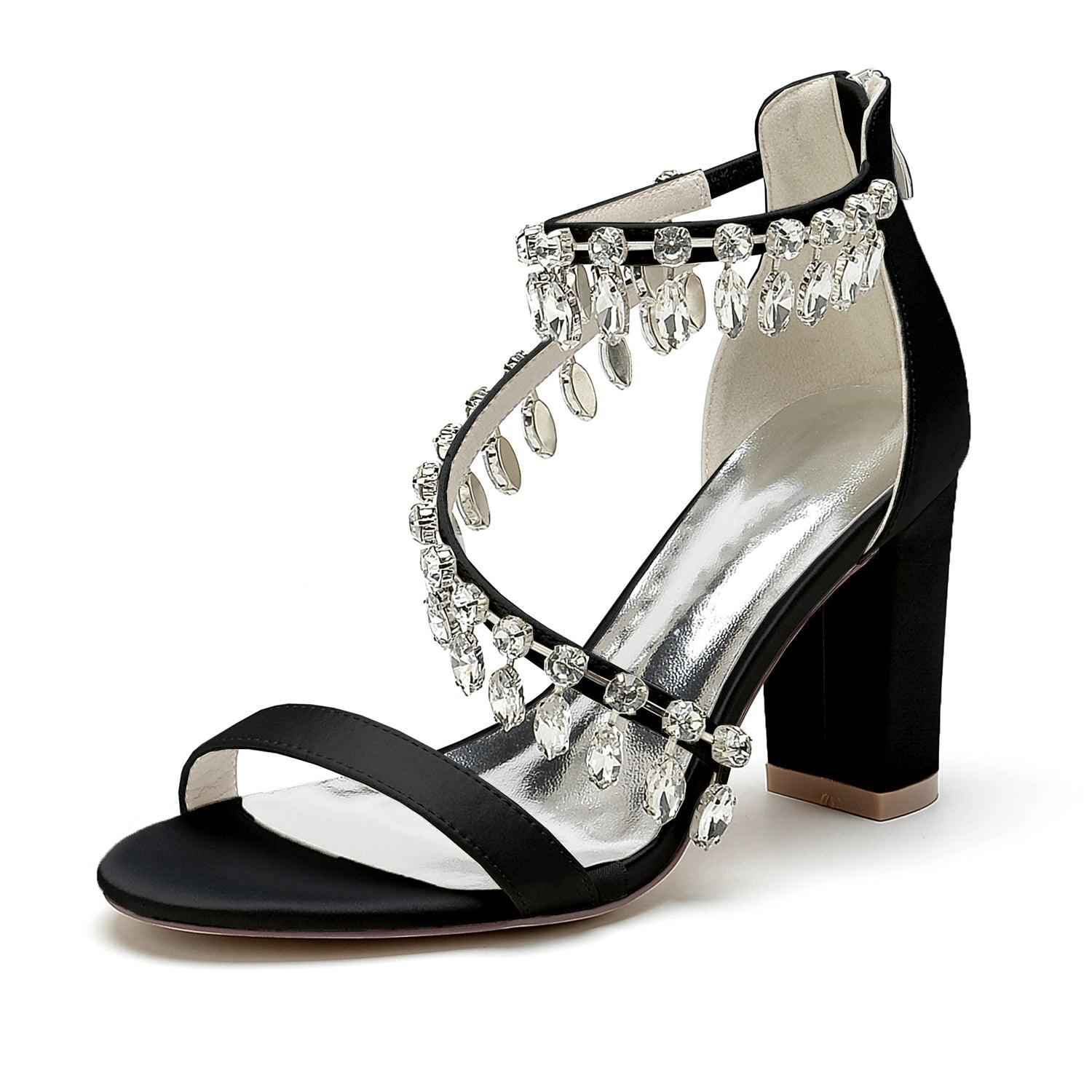 Chunky Heel 8.5cm Silk-Like Shoes CK0381 - COCOMELODY