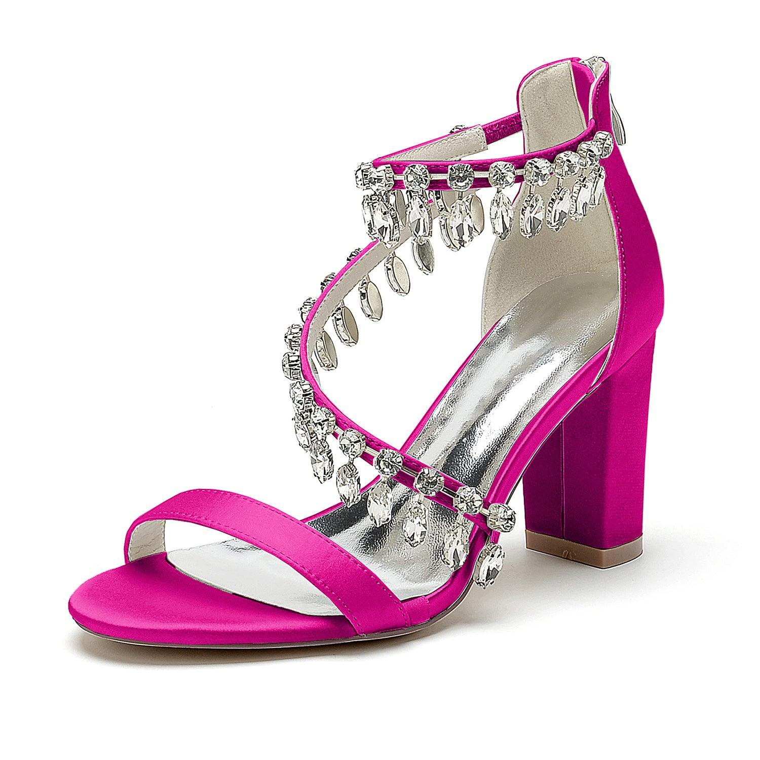 Chunky Heel 8.5cm Silk-Like Shoes CK0381 - COCOMELODY