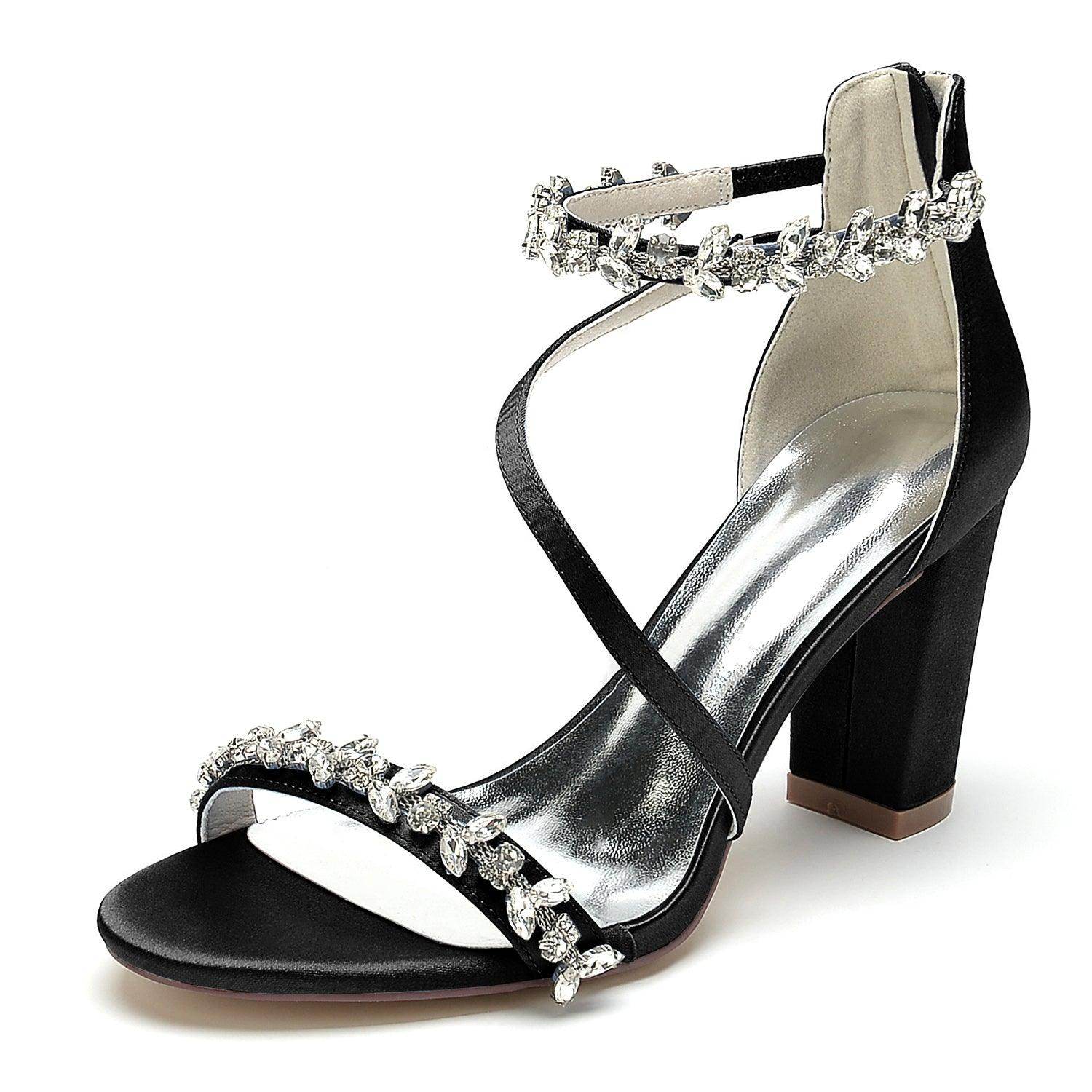 Chunky Heel 8.5cm Silk-Like Shoes CK0382 - COCOMELODY