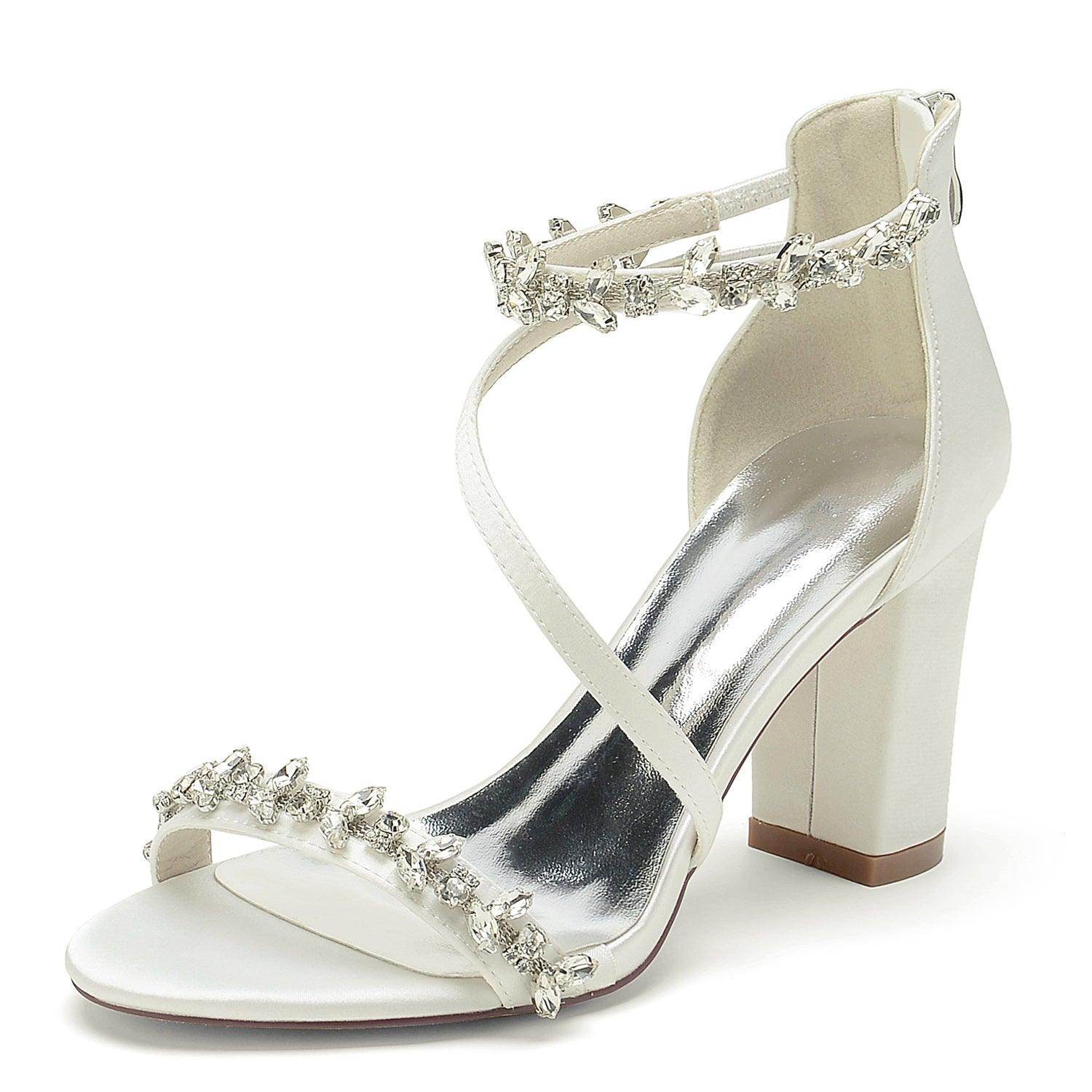 Chunky Heel 8.5cm Silk-Like Shoes CK0382 - COCOMELODY