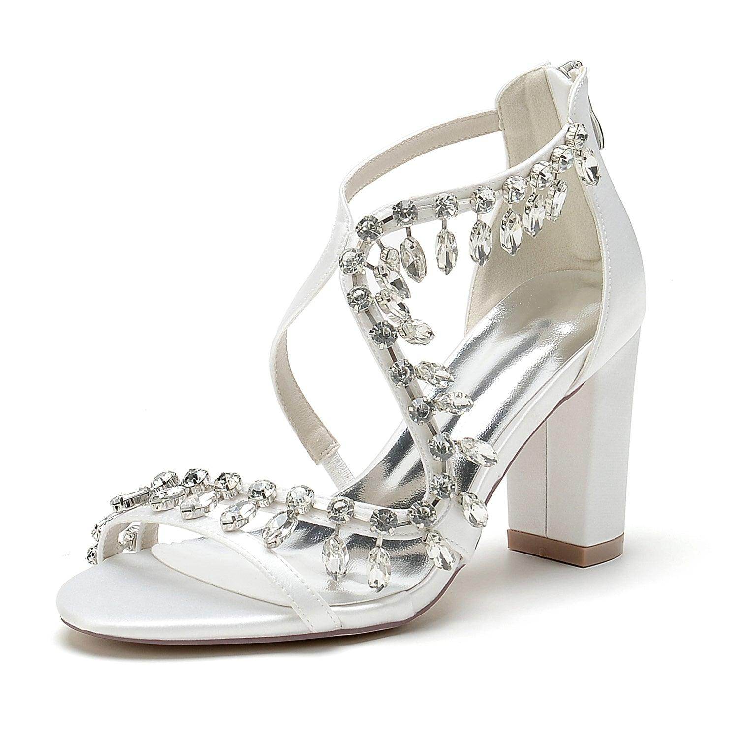 Chunky Heel 8.5cm Silk-Like Shoes CK0385 - COCOMELODY