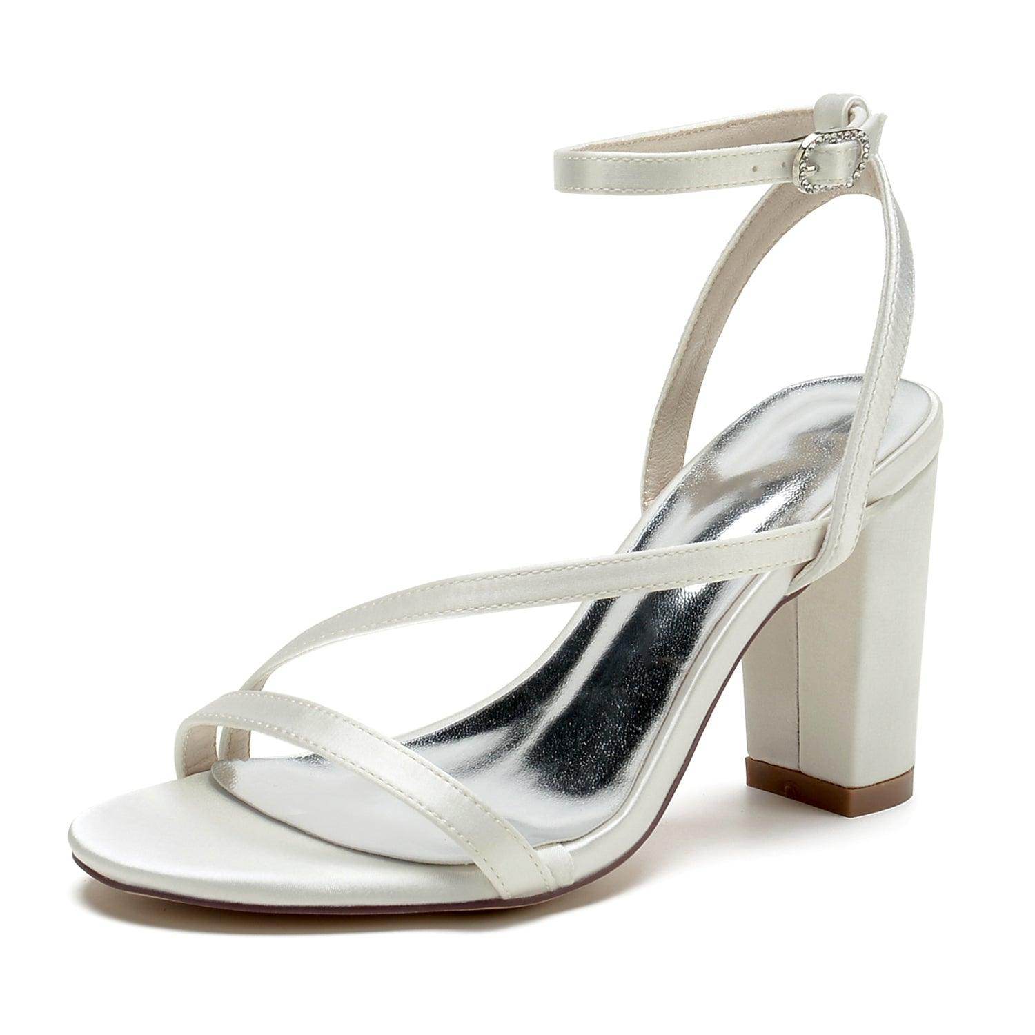 Chunky Heel 8.5cm Silk-Like Shoes CK0387 - COCOMELODY