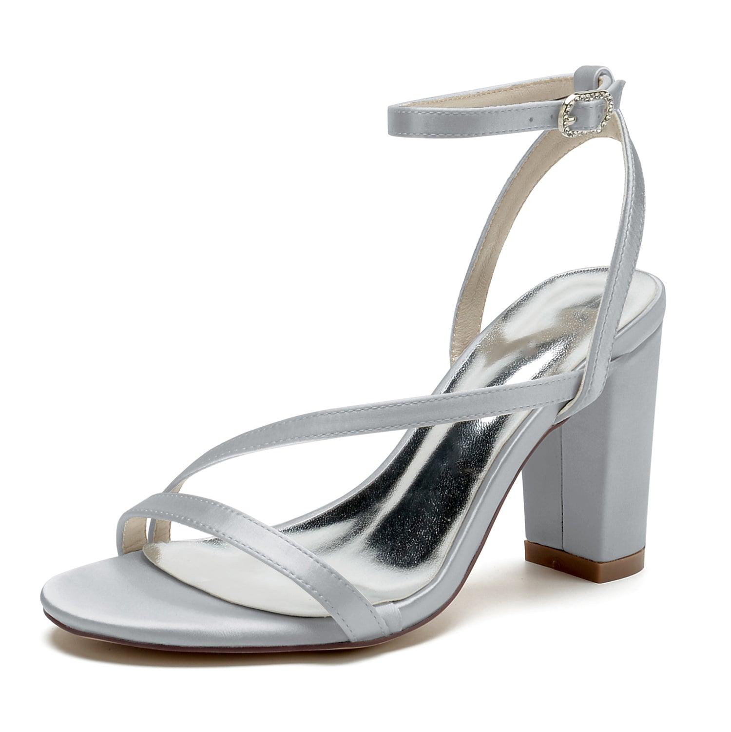 Chunky Heel 8.5cm Silk-Like Shoes CK0387 - COCOMELODY