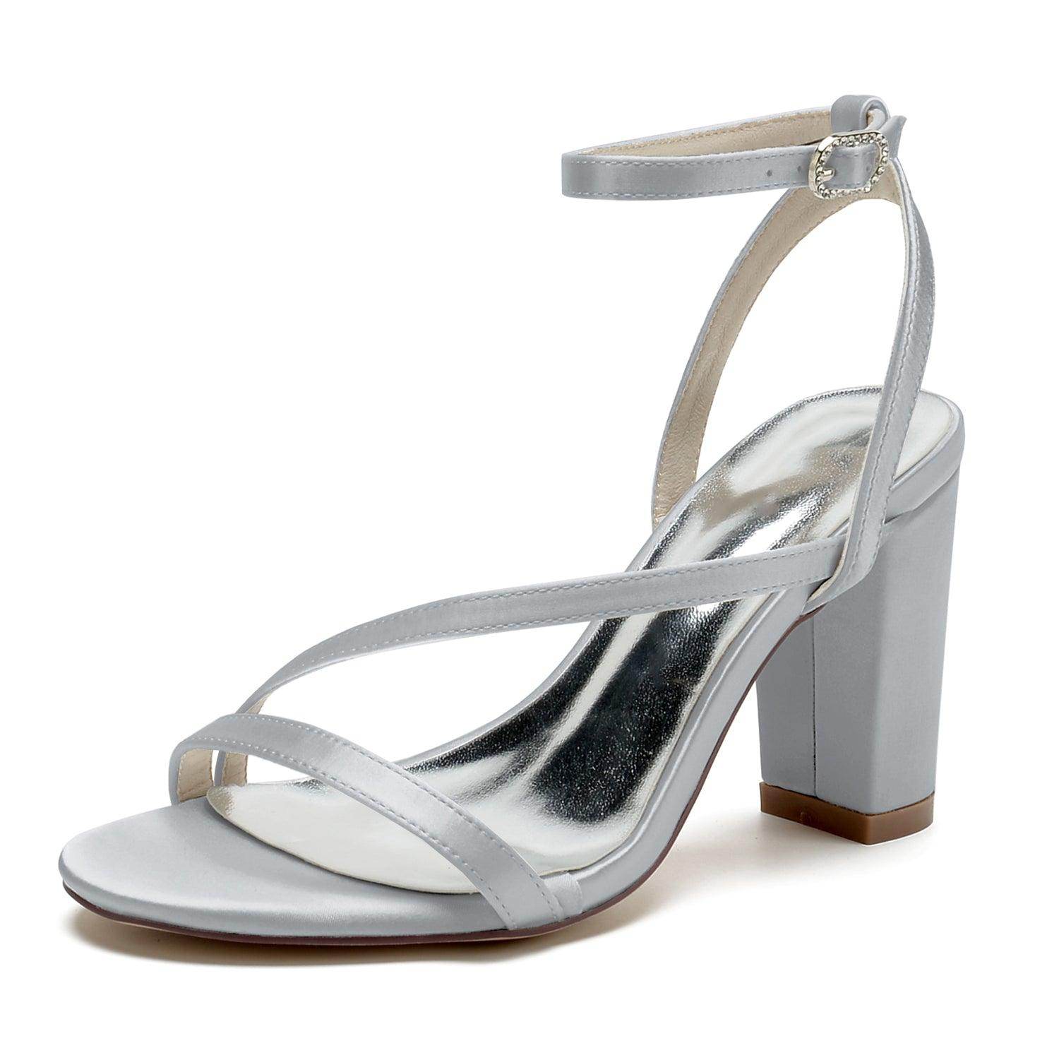 Chunky Heel 8.5cm Silk-Like Shoes CK0387 - COCOMELODY