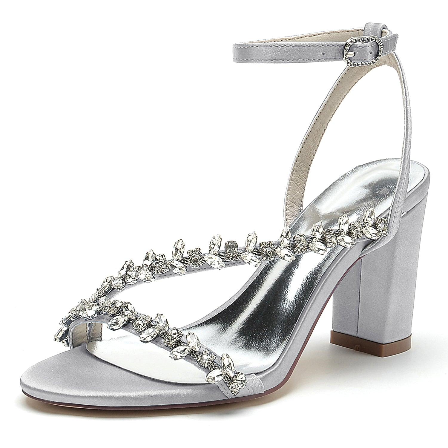 Chunky Heel 8.5cm Silk-Like Shoes CK0388 - COCOMELODY