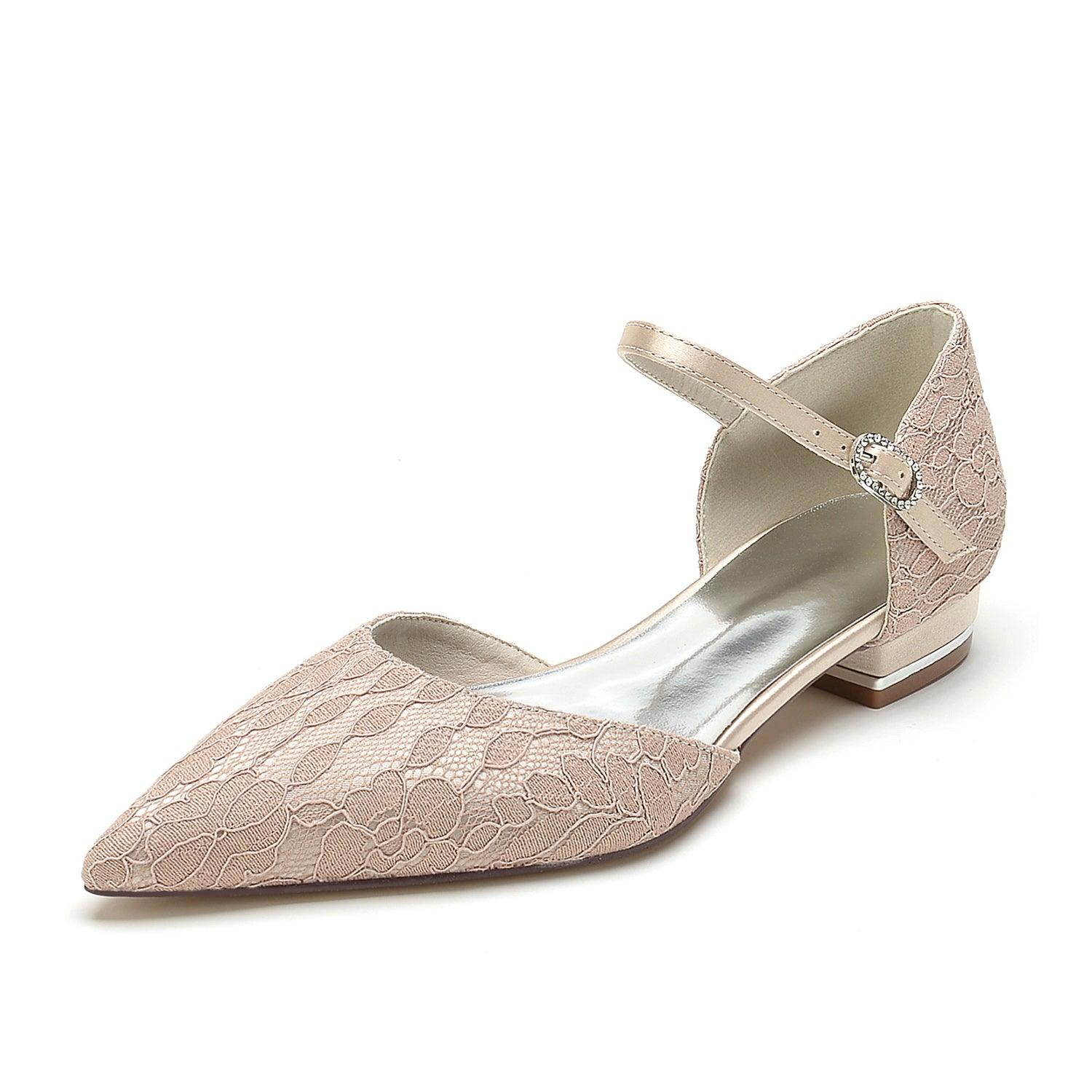 Flat Heel 2.5cm Silk-Like Lace Shoes CK0395 - COCOMELODY