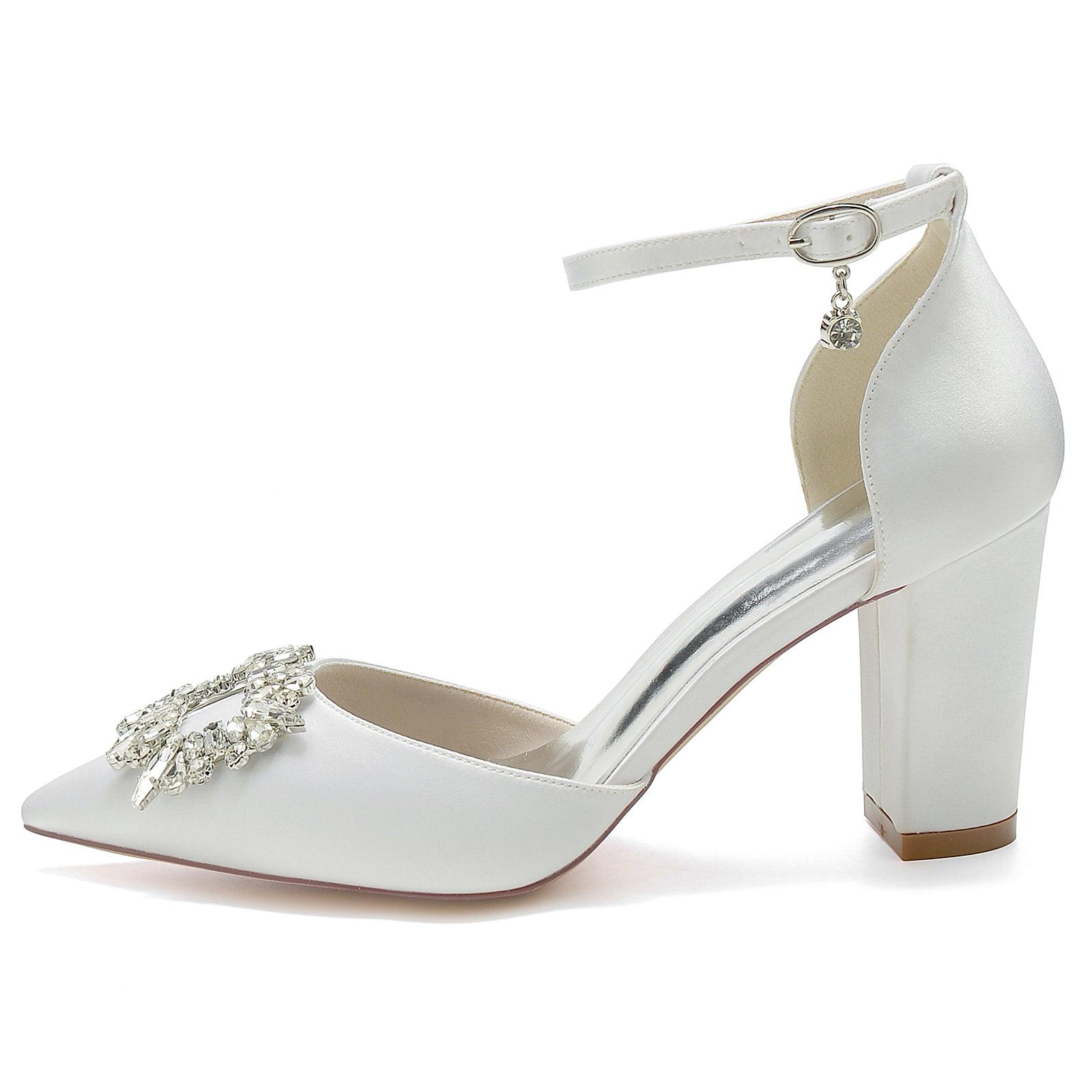 Chunky Heel 8.5cm Silk-Like Shoes CK0396 - COCOMELODY