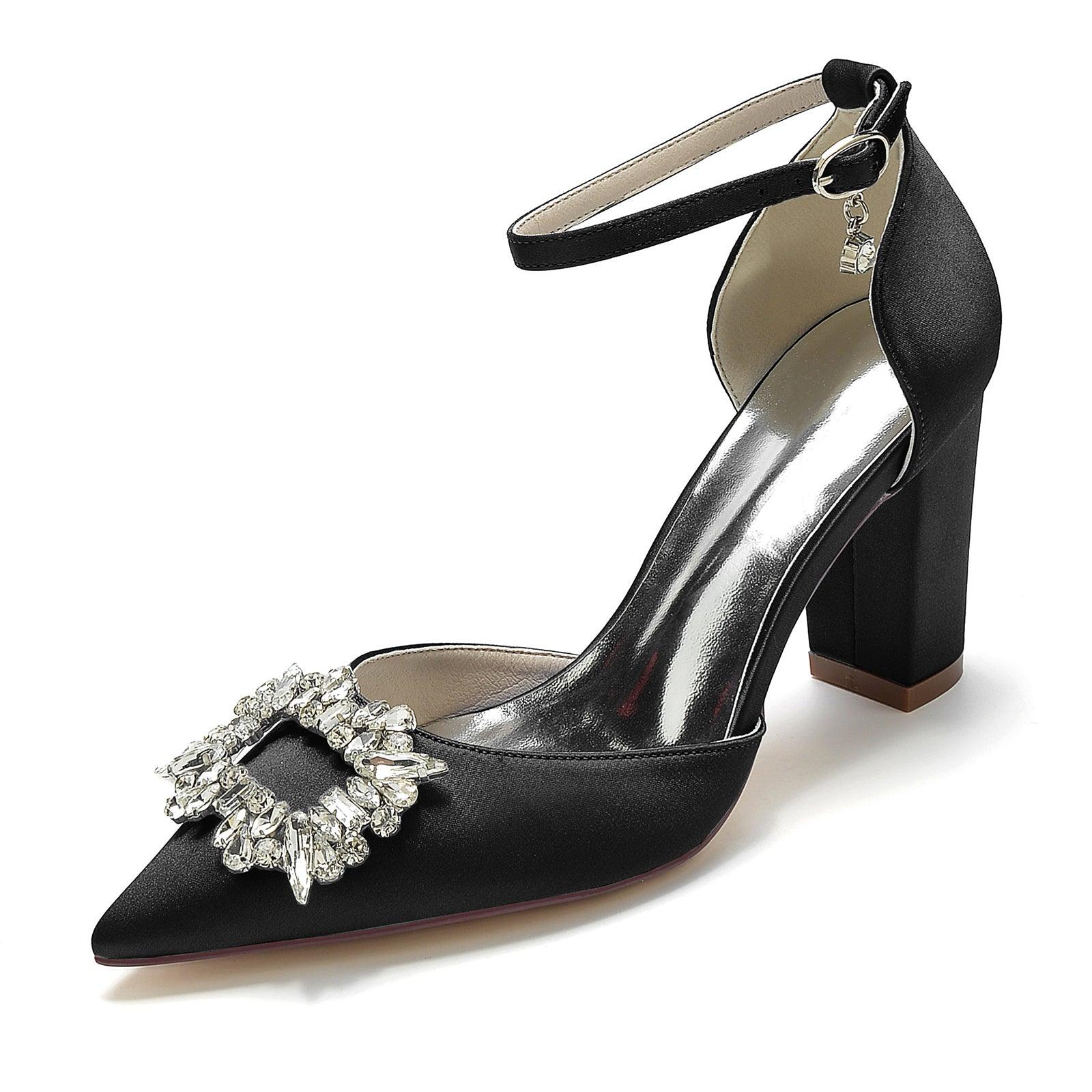 Chunky Heel 8.5cm Silk-Like Shoes CK0396 - COCOMELODY