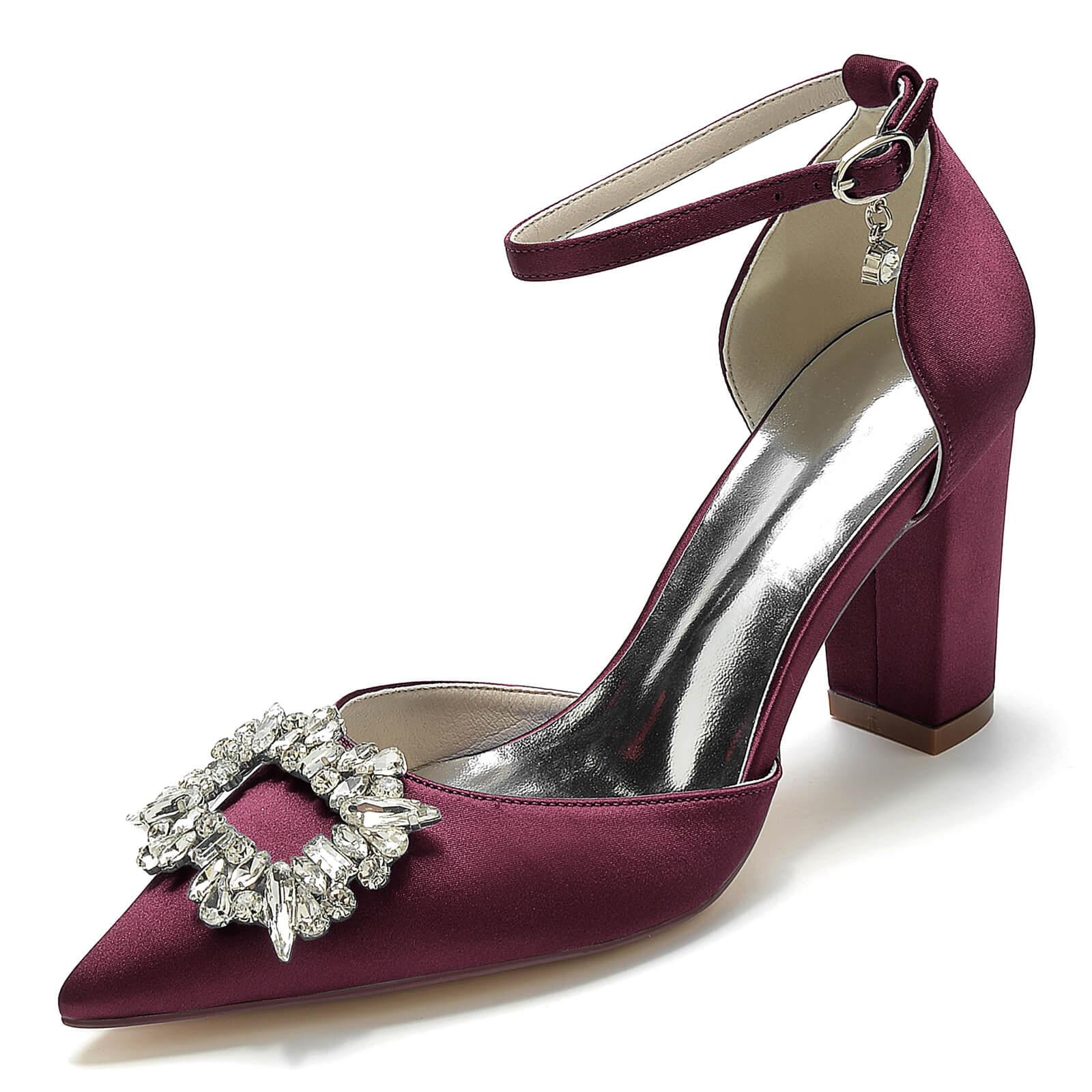 Chunky Heel 8.5cm Silk-Like Shoes CK0396 - COCOMELODY