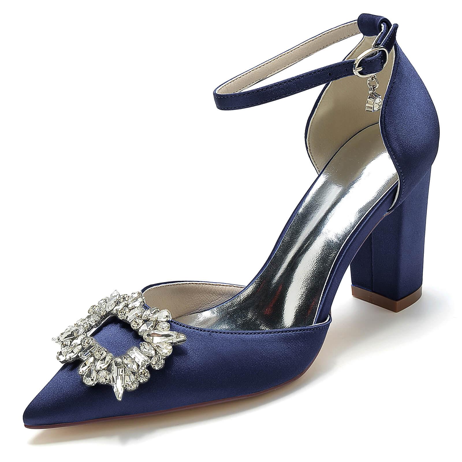 Chunky Heel 8.5cm Silk-Like Shoes CK0396 - COCOMELODY