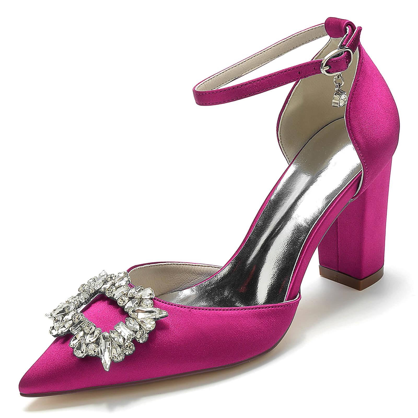 Chunky Heel 8.5cm Silk-Like Shoes CK0396 - COCOMELODY