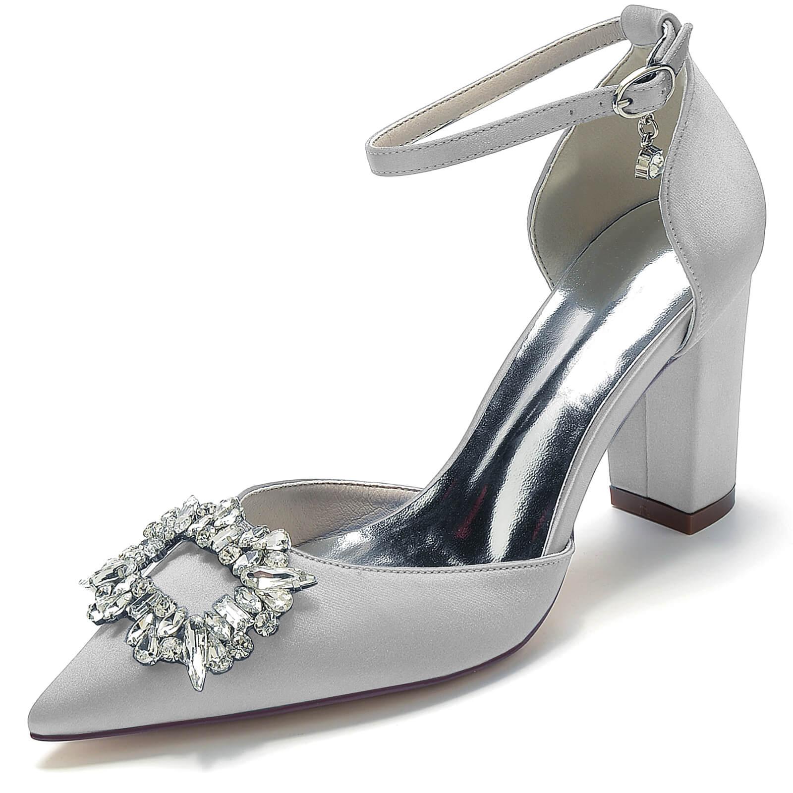 Chunky Heel 8.5cm Silk-Like Shoes CK0396 - COCOMELODY