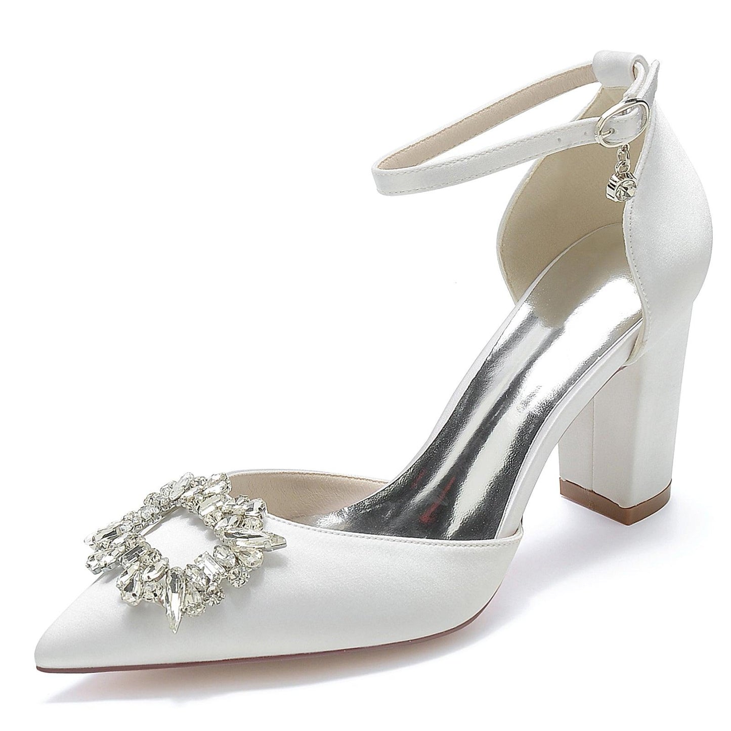 Chunky Heel 8.5cm Silk-Like Shoes CK0396 - COCOMELODY