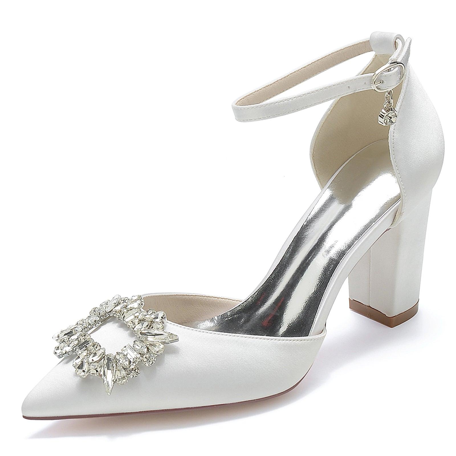 Chunky Heel 8.5cm Silk-Like Shoes CK0396 - COCOMELODY