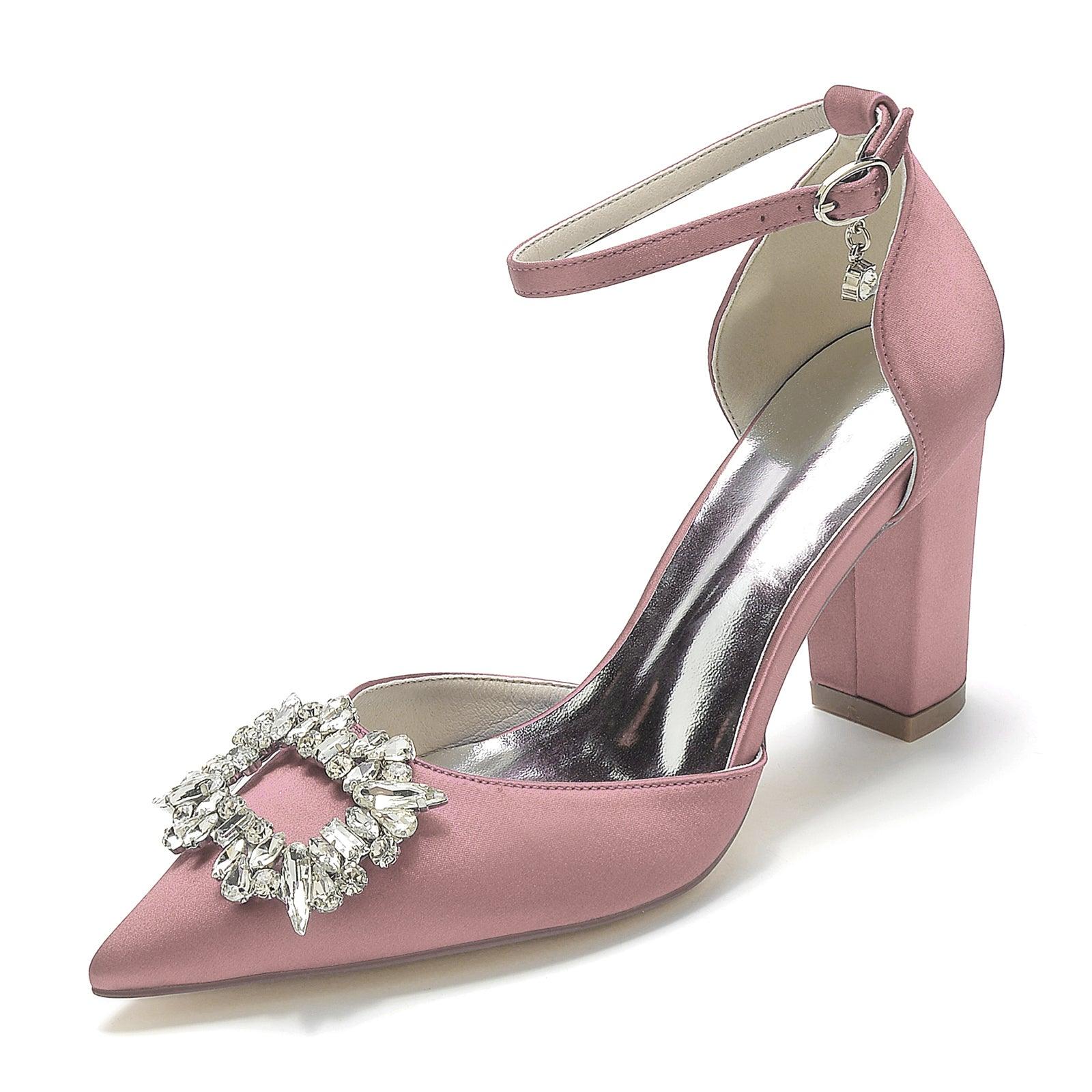 Chunky Heel 8.5cm Silk-Like Shoes CK0396 - COCOMELODY