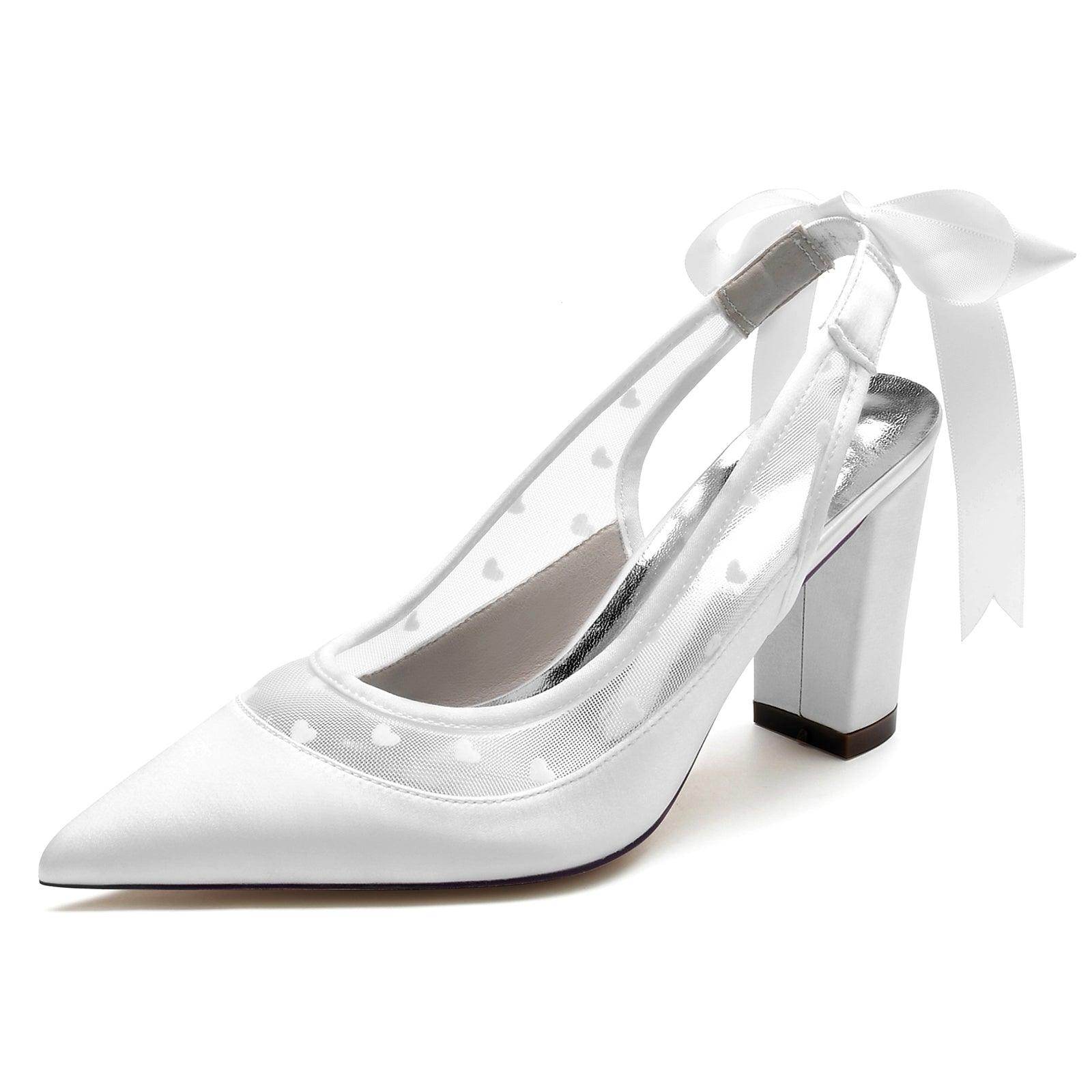 Chunky Heel 8.5cm Silk-Like Shoes CK0397 - COCOMELODY