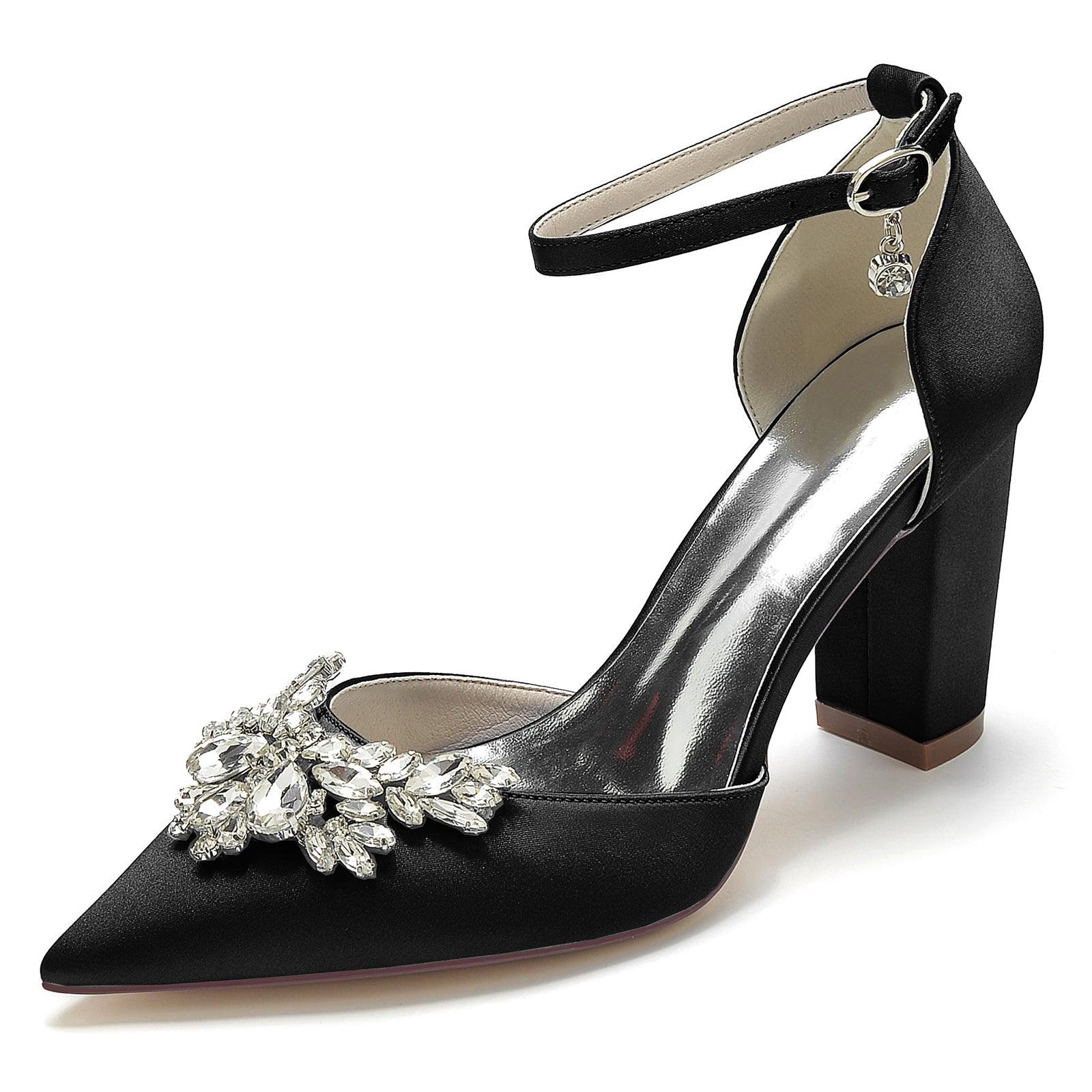 Chunky Heel 8.5cm Silk-Like Shoes CK0398 - COCOMELODY
