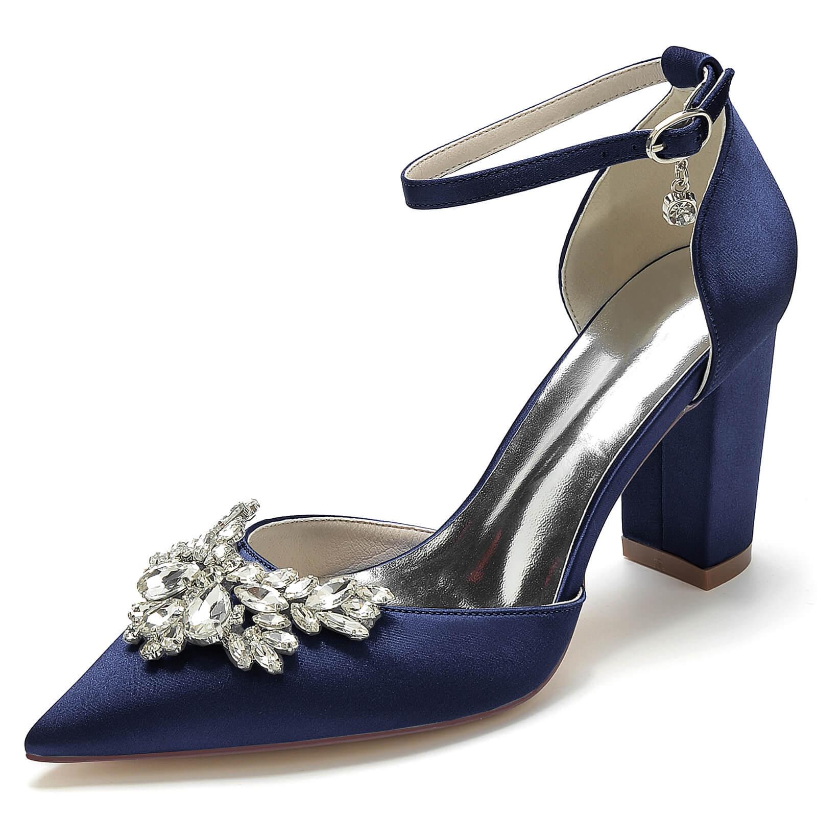 Chunky Heel 8.5cm Silk-Like Shoes CK0398 - COCOMELODY