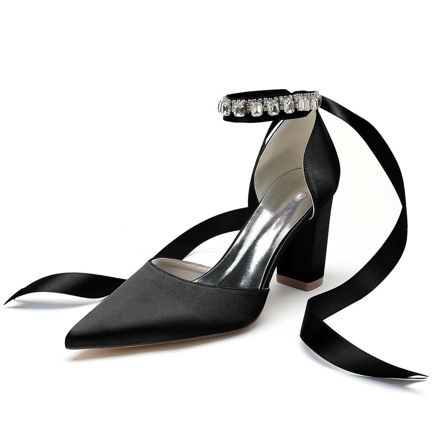 Chunky Heel 8.5cm Silk-Like Shoes CK0399 - COCOMELODY