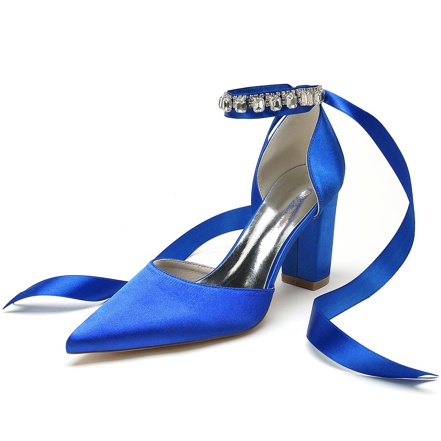 Chunky Heel 8.5cm Silk-Like Shoes CK0399 - COCOMELODY