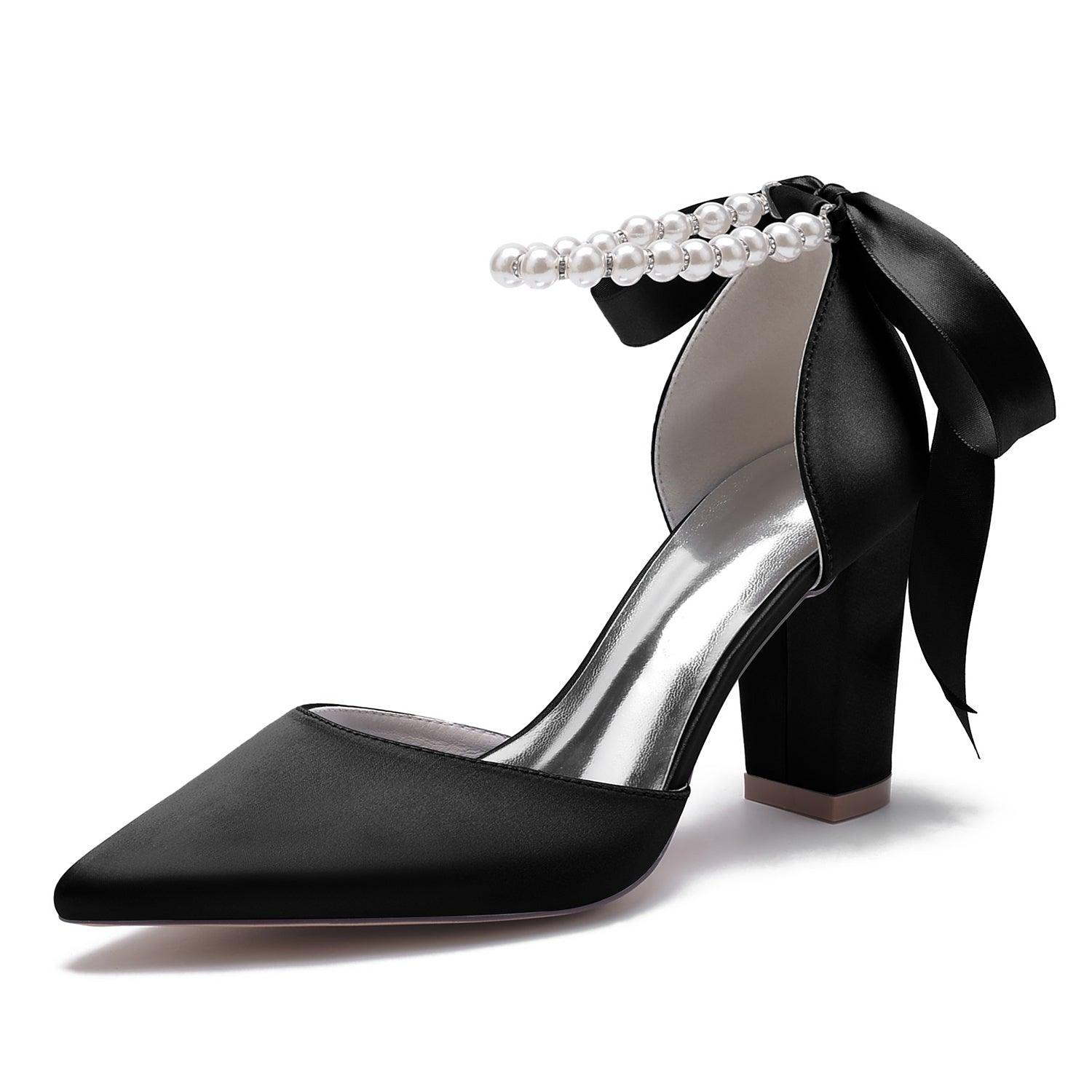 Chunky Heel 8.5cm Silk-Like Shoes CK0400 - COCOMELODY