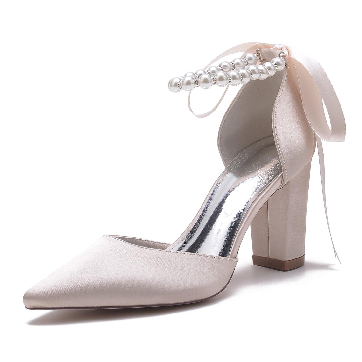 Chunky Heel 8.5cm Silk-Like Shoes CK0400 - COCOMELODY