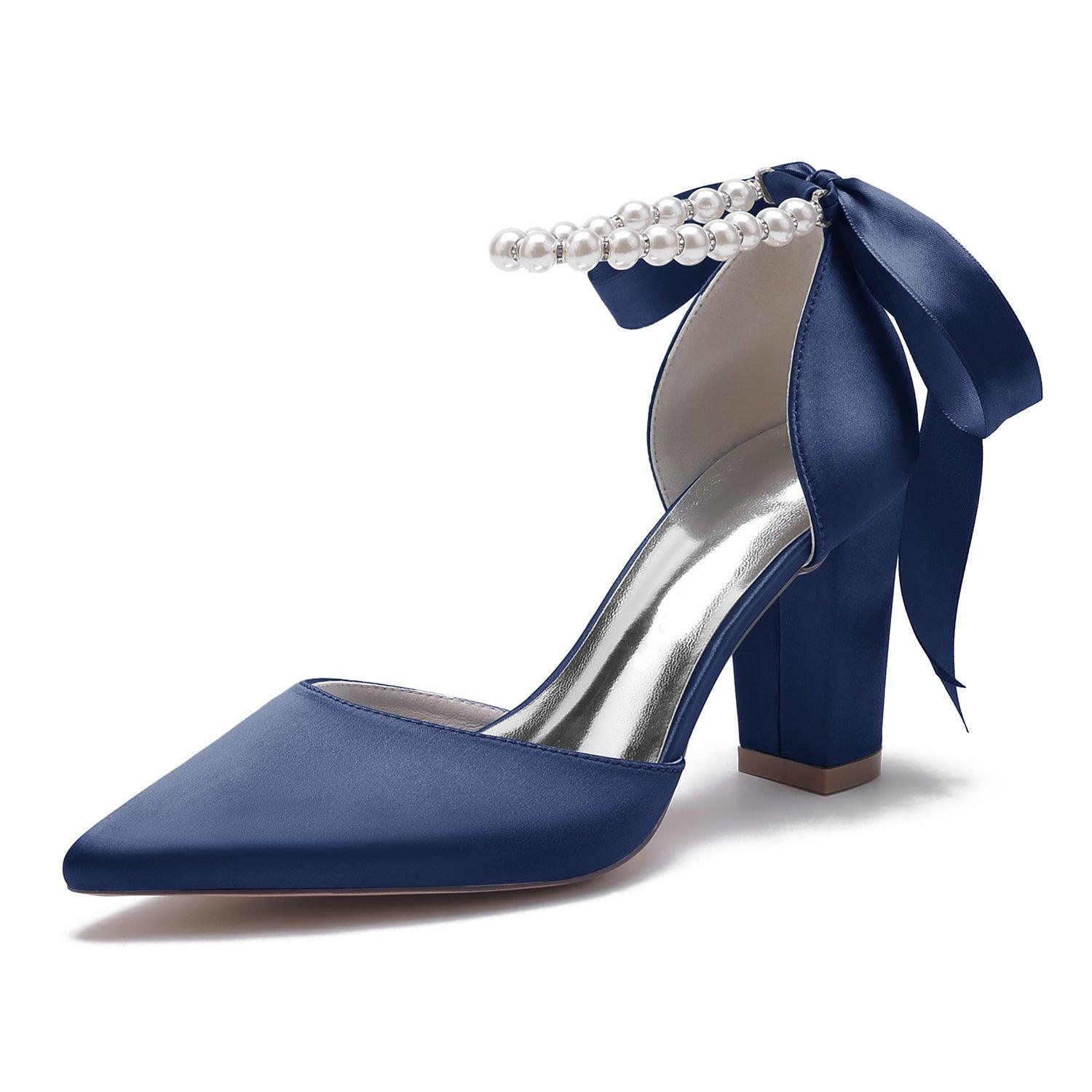 Chunky Heel 8.5cm Silk-Like Shoes CK0400 - COCOMELODY