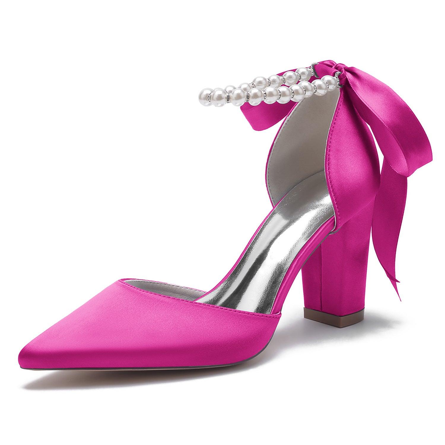 Chunky Heel 8.5cm Silk-Like Shoes CK0400 - COCOMELODY