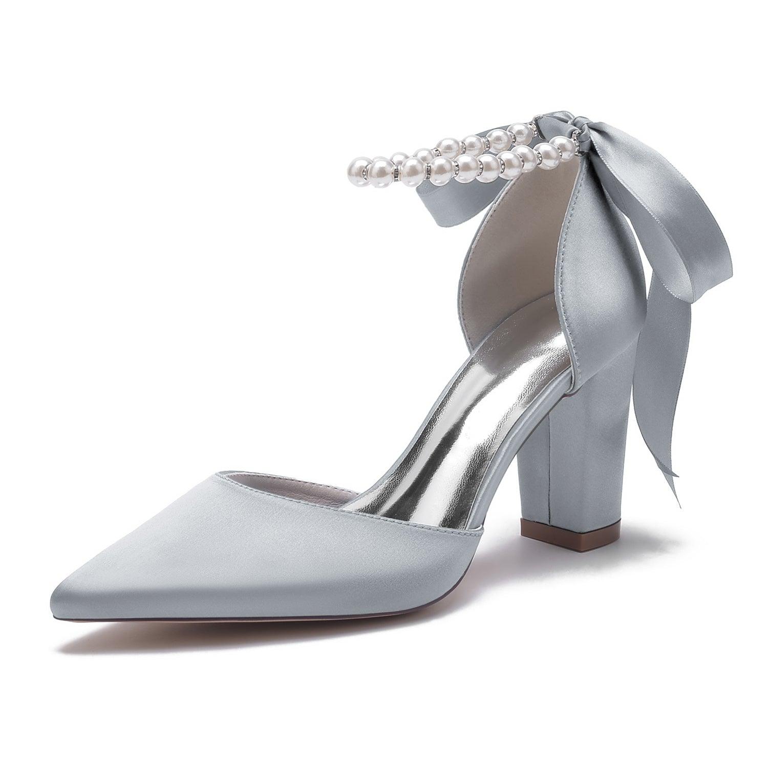Chunky Heel 8.5cm Silk-Like Shoes CK0400 - COCOMELODY