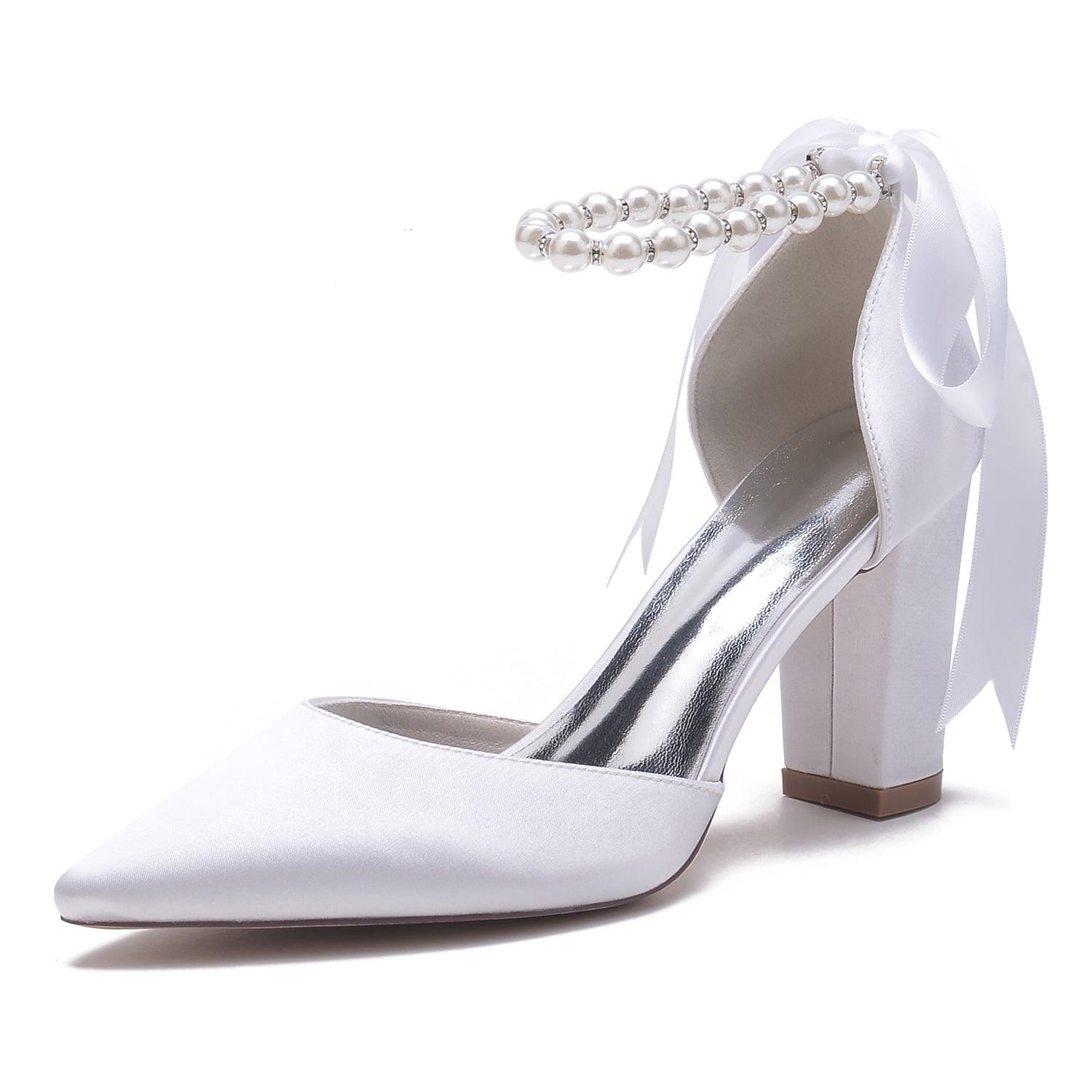 Chunky Heel 8.5cm Silk-Like Shoes CK0400 - COCOMELODY