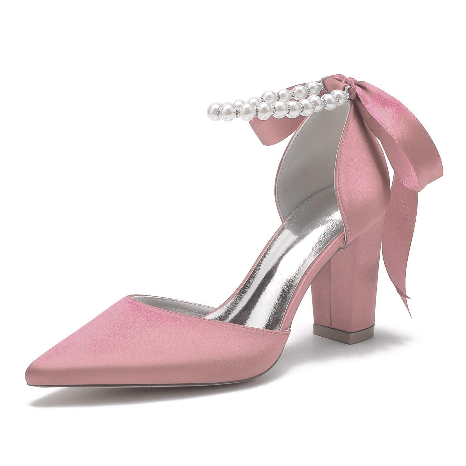 Chunky Heel 8.5cm Silk-Like Shoes CK0400 - COCOMELODY
