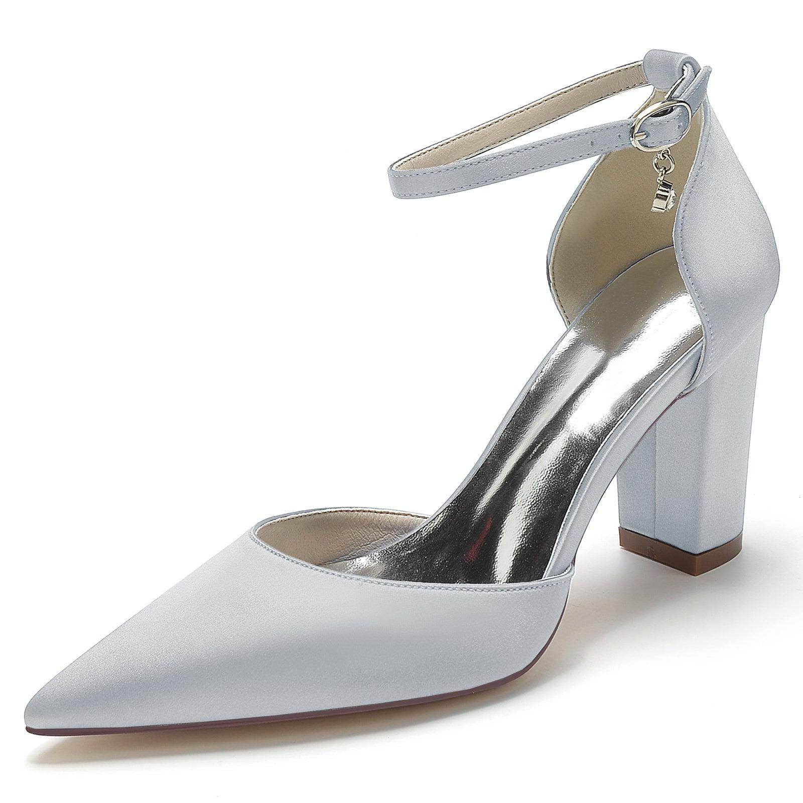 Chunky Heel 8.5cm Silk-Like Shoes CK0401 - COCOMELODY
