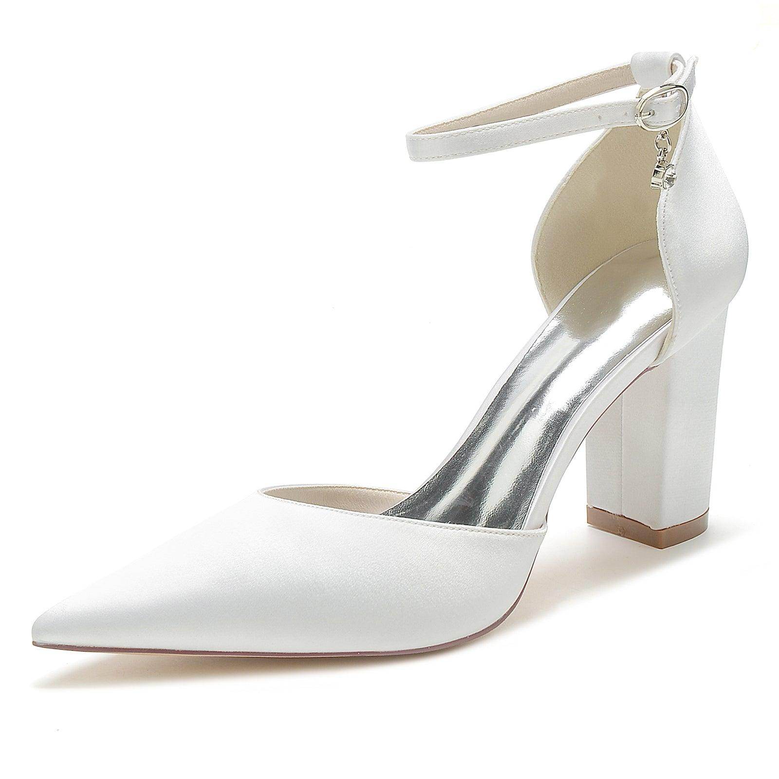 Chunky Heel 8.5cm Silk-Like Shoes CK0401 - COCOMELODY