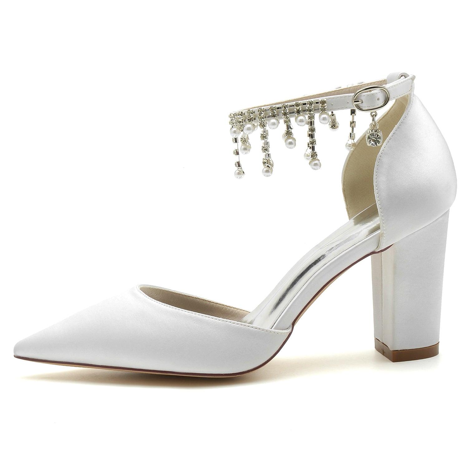 Chunky Heel 8.5cm Silk-Like Shoes CK0403 - COCOMELODY