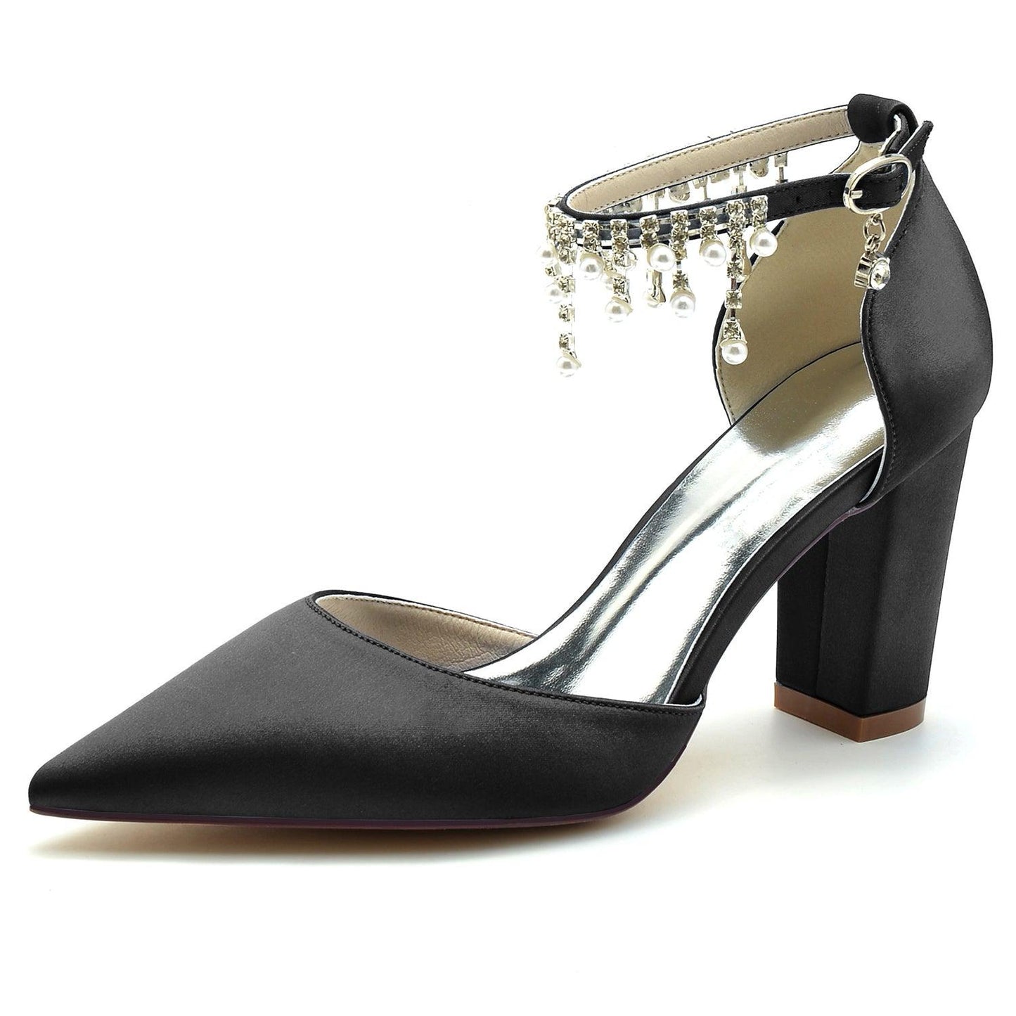 Chunky Heel 8.5cm Silk-Like Shoes CK0403 - COCOMELODY