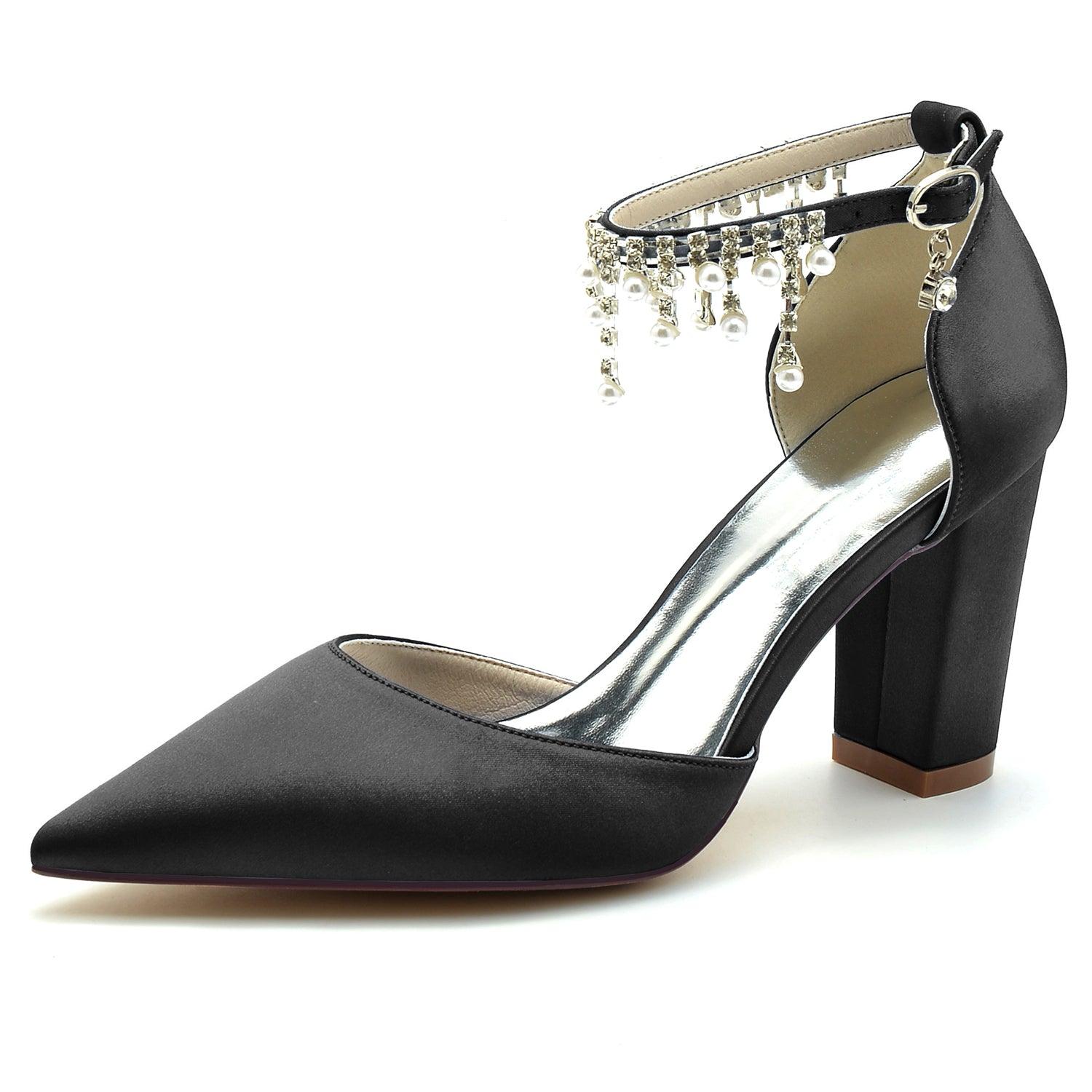 Chunky Heel 8.5cm Silk-Like Shoes CK0403 - COCOMELODY