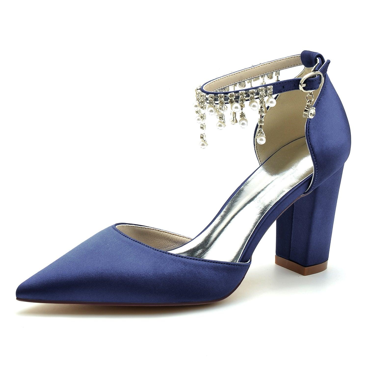 Chunky Heel 8.5cm Silk-Like Shoes CK0403 - COCOMELODY