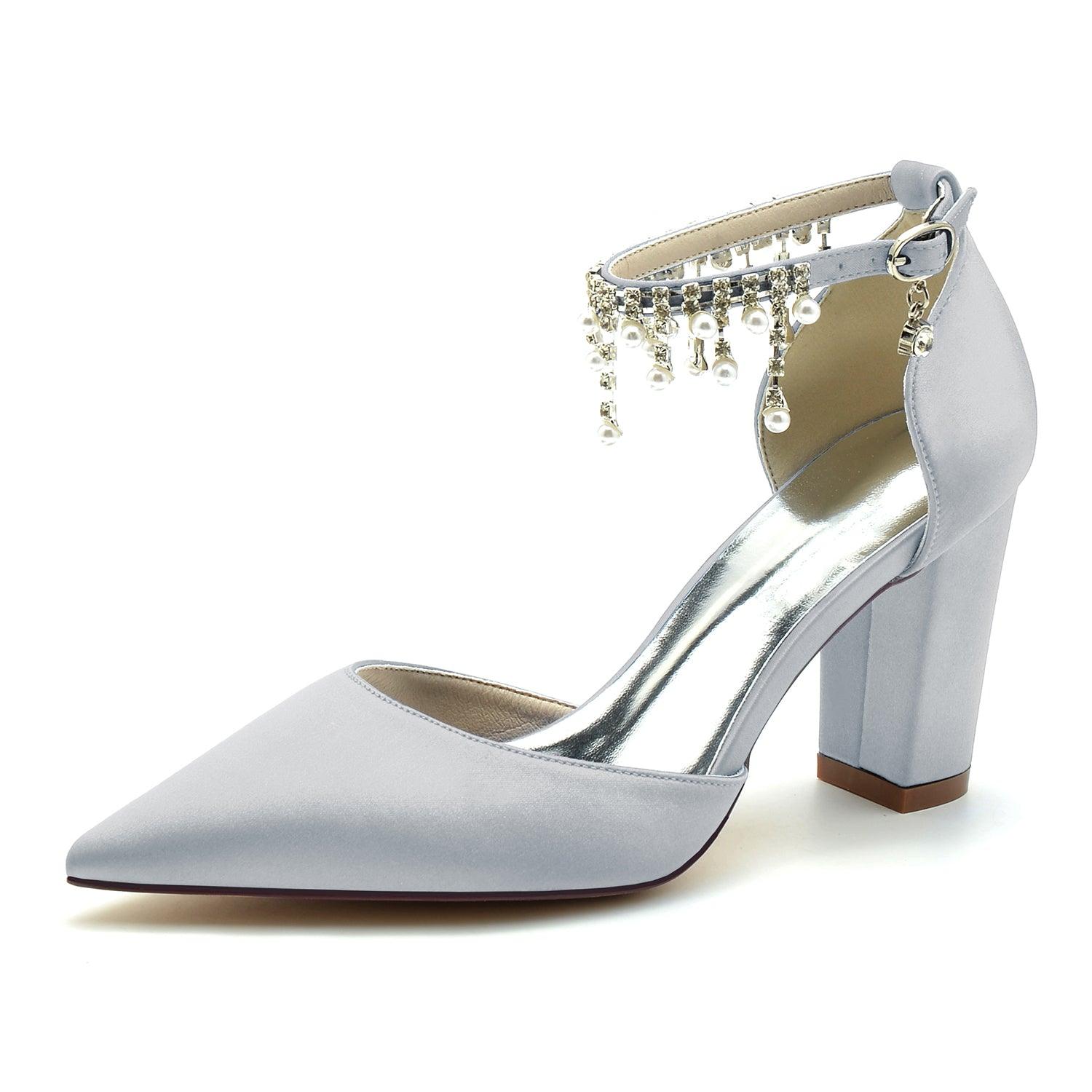 Chunky Heel 8.5cm Silk-Like Shoes CK0403 - COCOMELODY