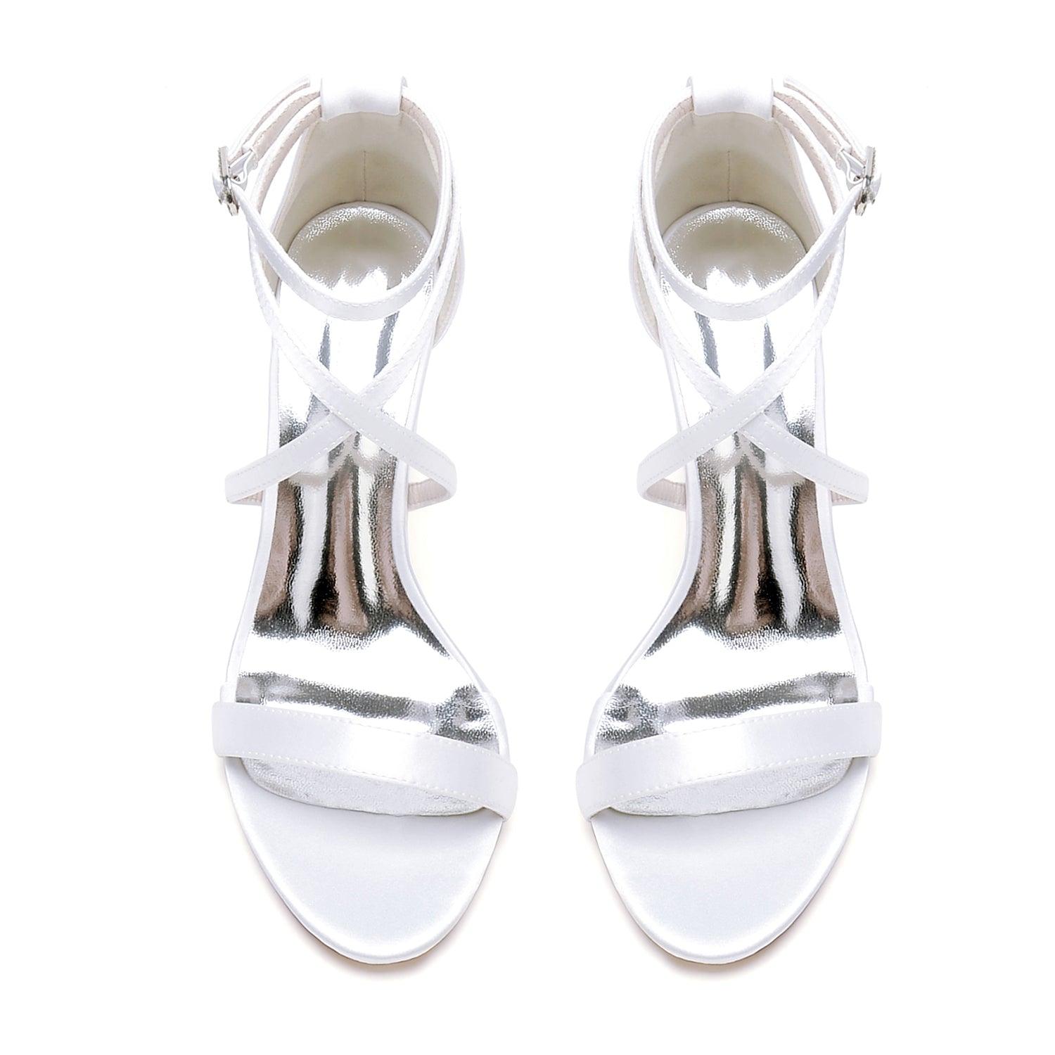 Chunky Heel 8.5cm Silk-Like Shoes CK0427 - COCOMELODY