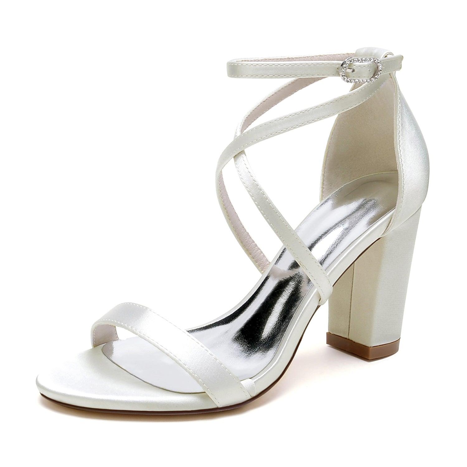 Chunky Heel 8.5cm Silk-Like Shoes CK0427 - COCOMELODY