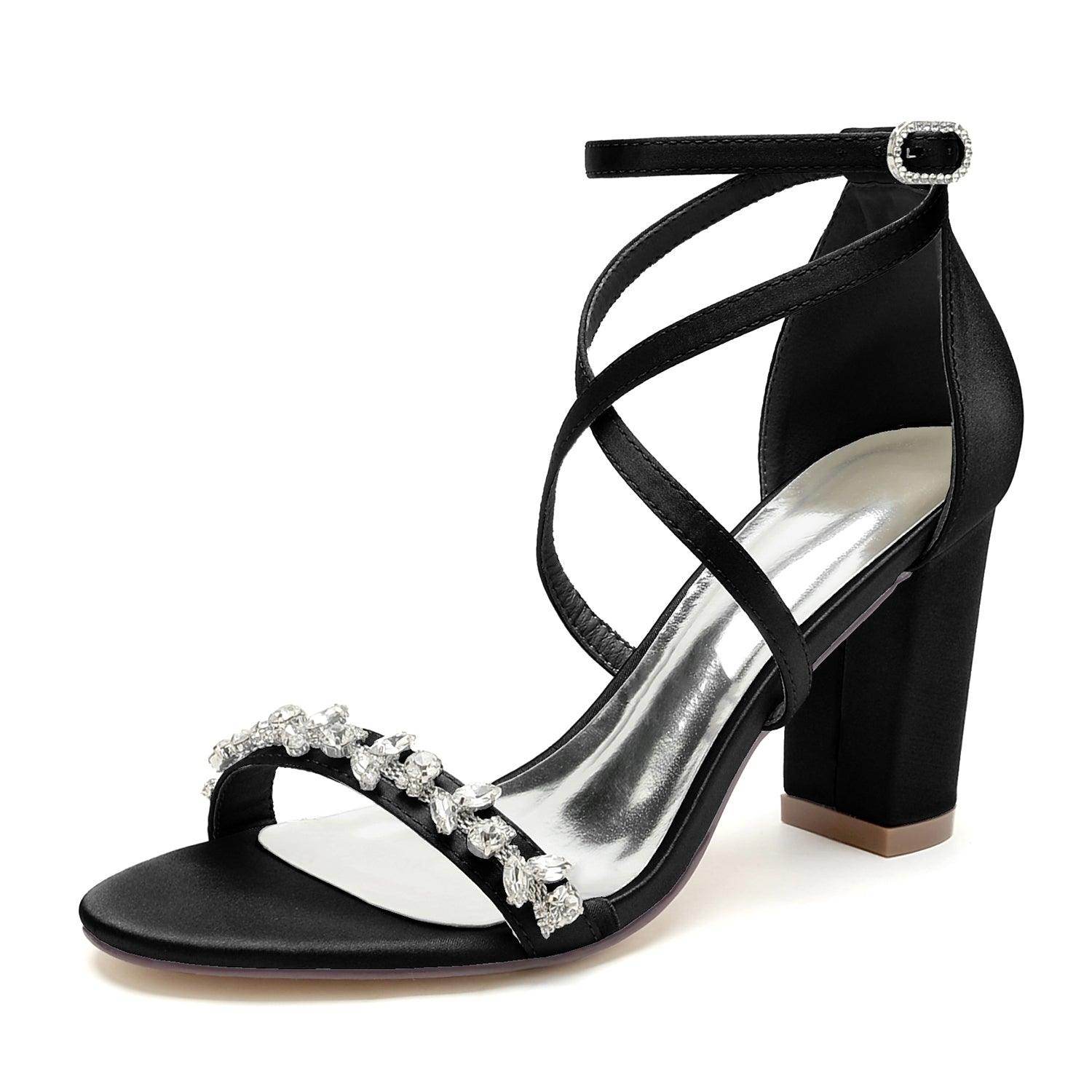Chunky Heel 8.5cm Silk-Like Shoes CK0428 - COCOMELODY