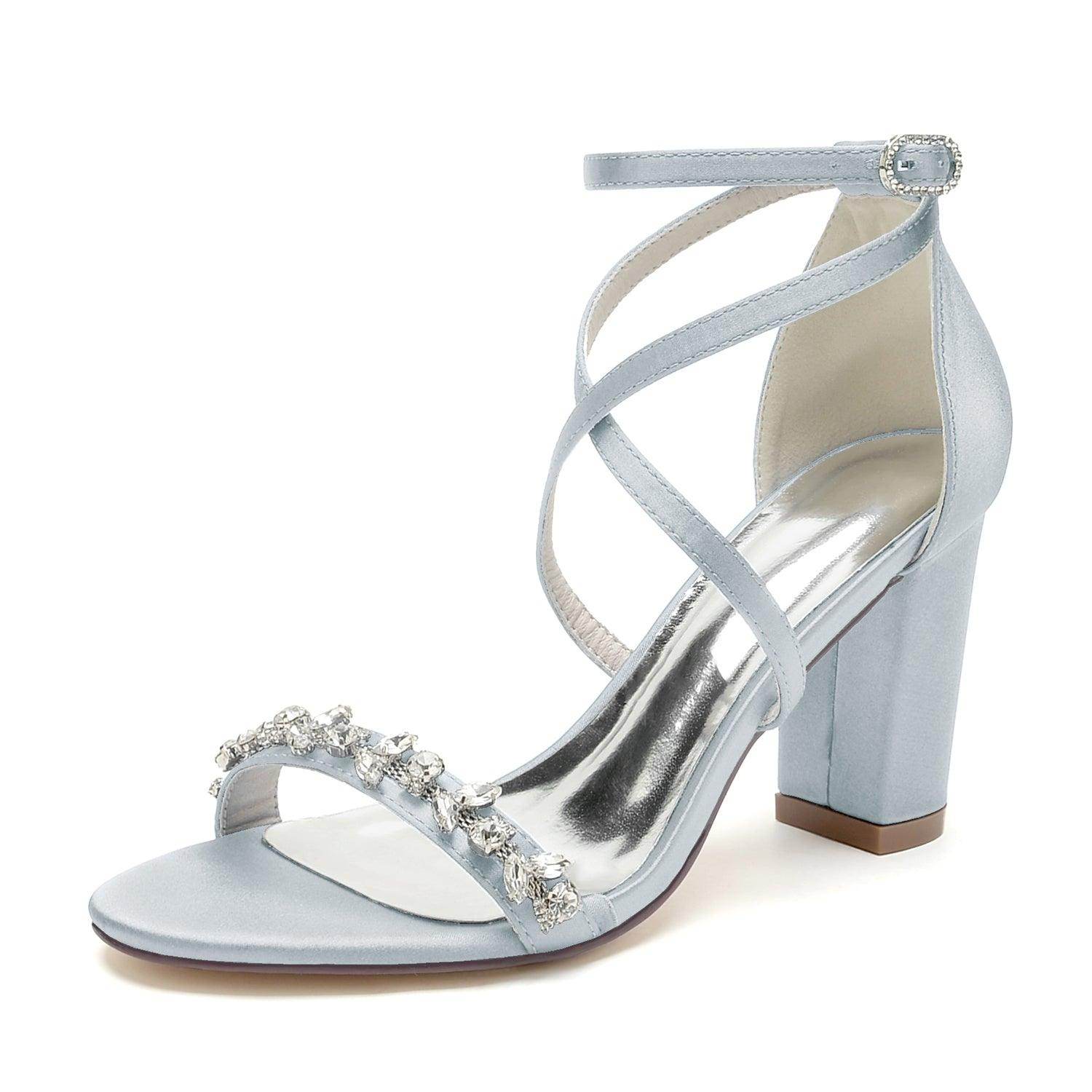 Chunky Heel 8.5cm Silk-Like Shoes CK0428 - COCOMELODY