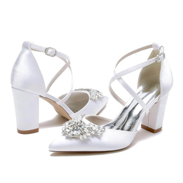 Chunky Heel 8.5cm Silk-Like Shoes CK0436 - COCOMELODY