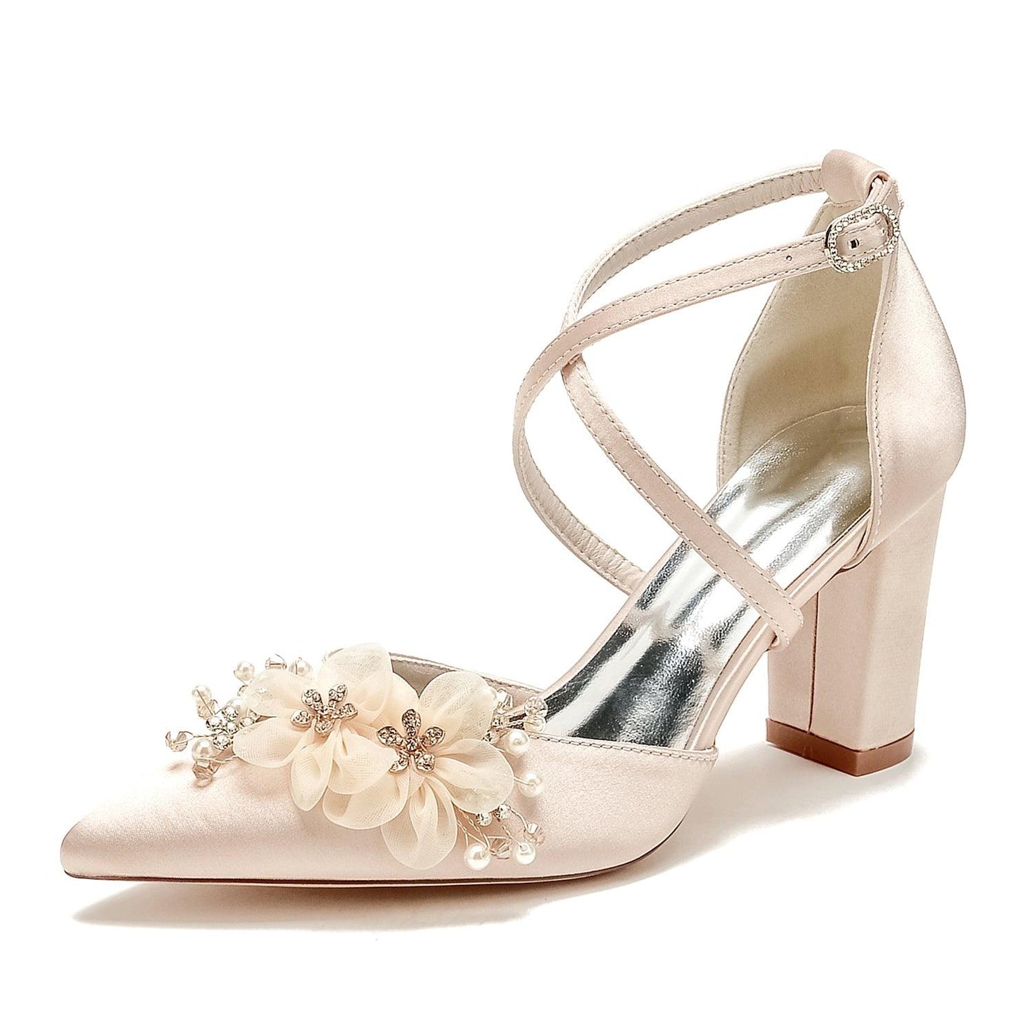 Chunky Heel 8.5cm Silk-Like Shoes CK0437 - COCOMELODY