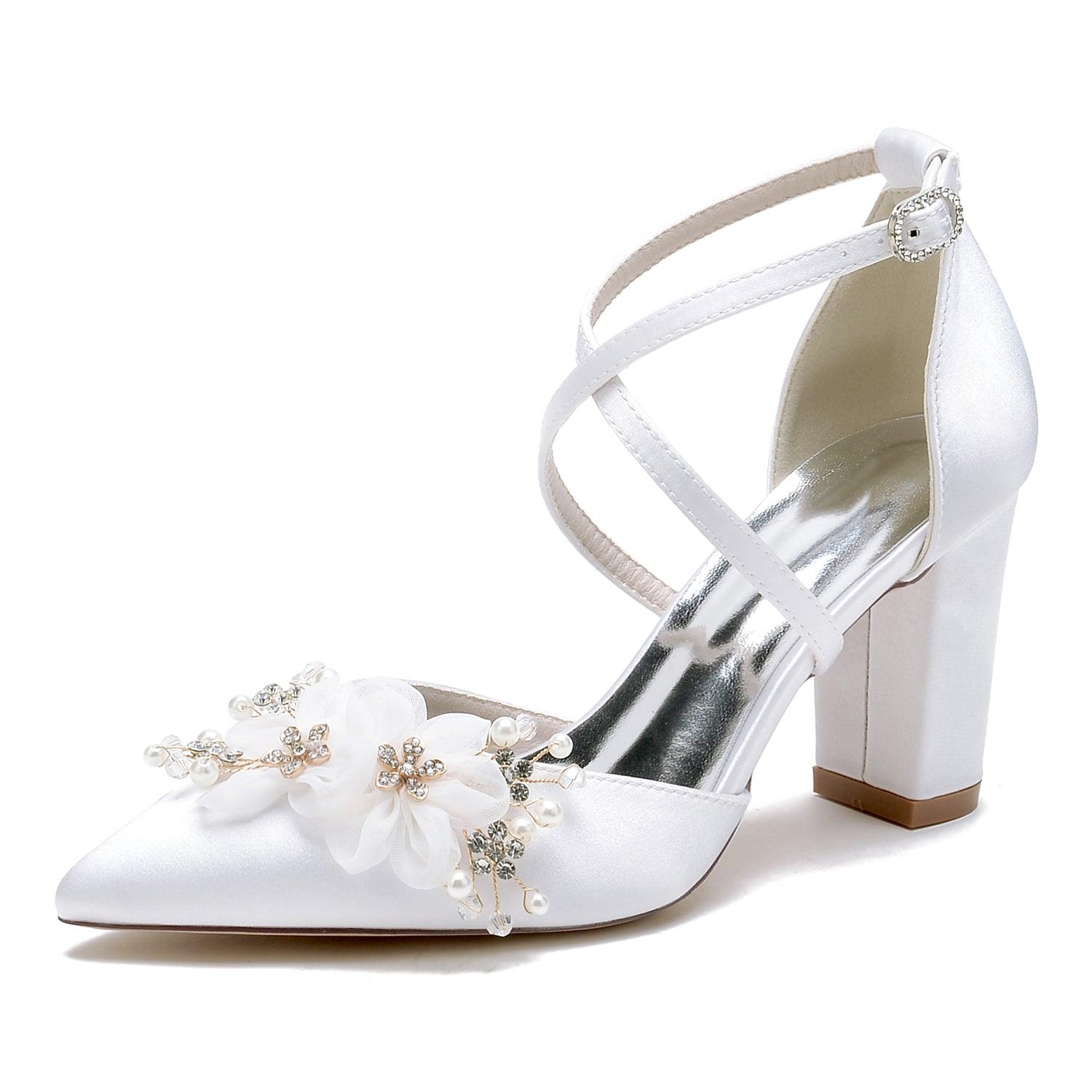 Chunky Heel 8.5cm Silk-Like Shoes CK0437 - COCOMELODY