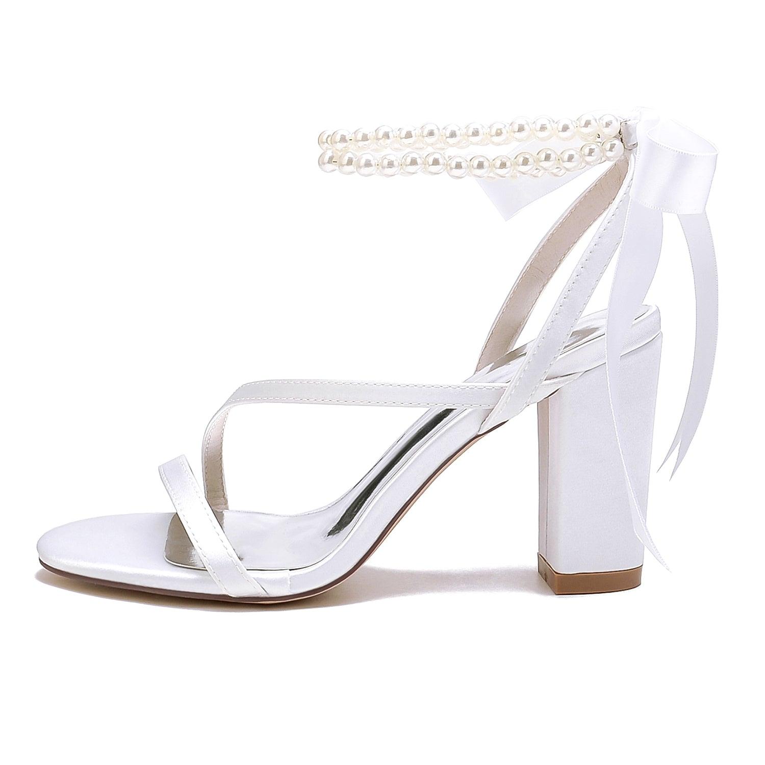 Chunky Heel 8.5cm Silk-Like Shoes CK0439 - COCOMELODY