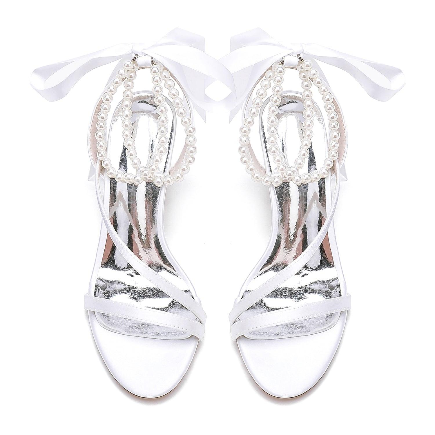 Chunky Heel 8.5cm Silk-Like Shoes CK0439 - COCOMELODY