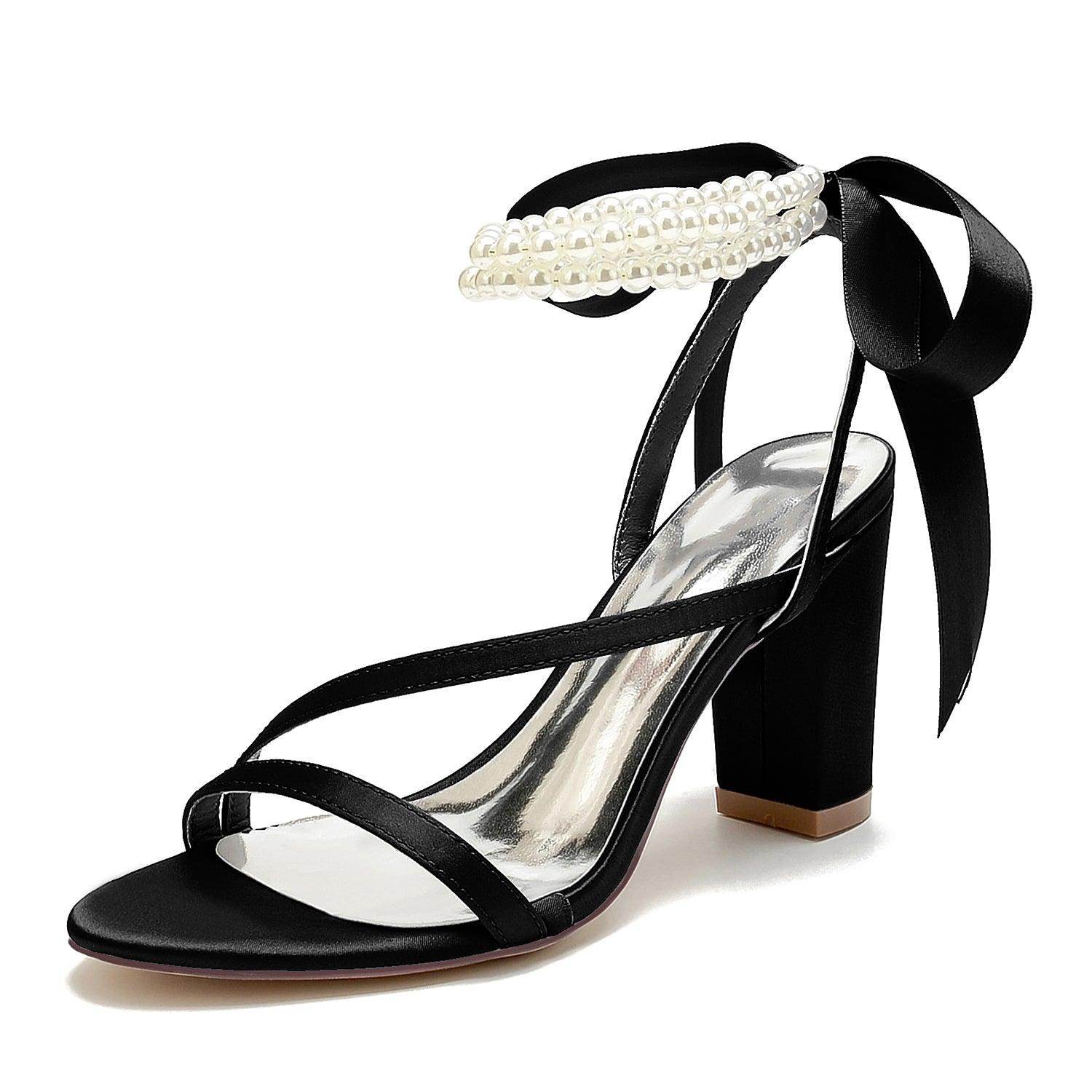 Chunky Heel 8.5cm Silk-Like Shoes CK0439 - COCOMELODY